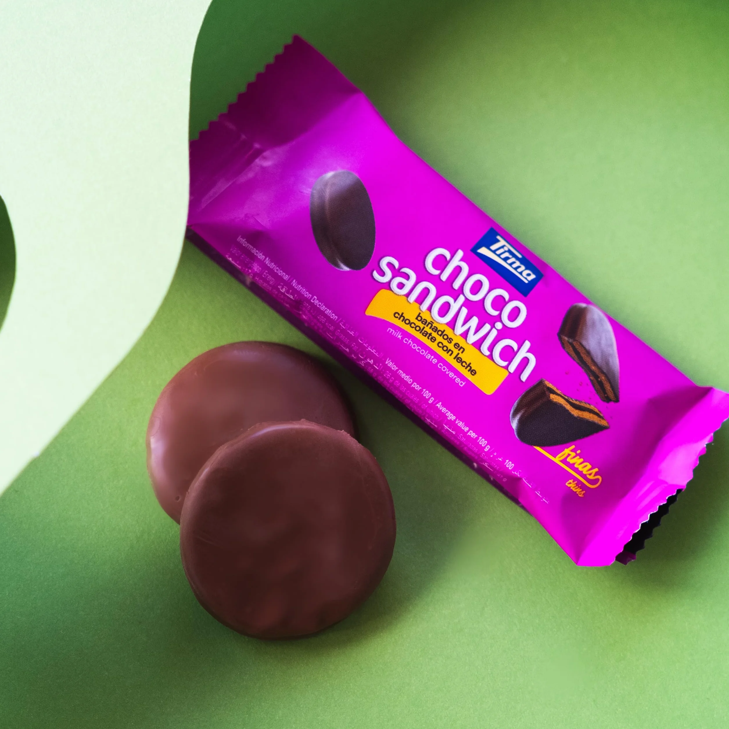 Tirma Choco Sándwich Fino de Chocolate con Leche – 8 Packs de 27,25 g (Estuche de 218 g) | Galletas Dulces con Relleno Bañadas en Chocolate con Leche | Snack Ideal para Merienda y Tentempiés