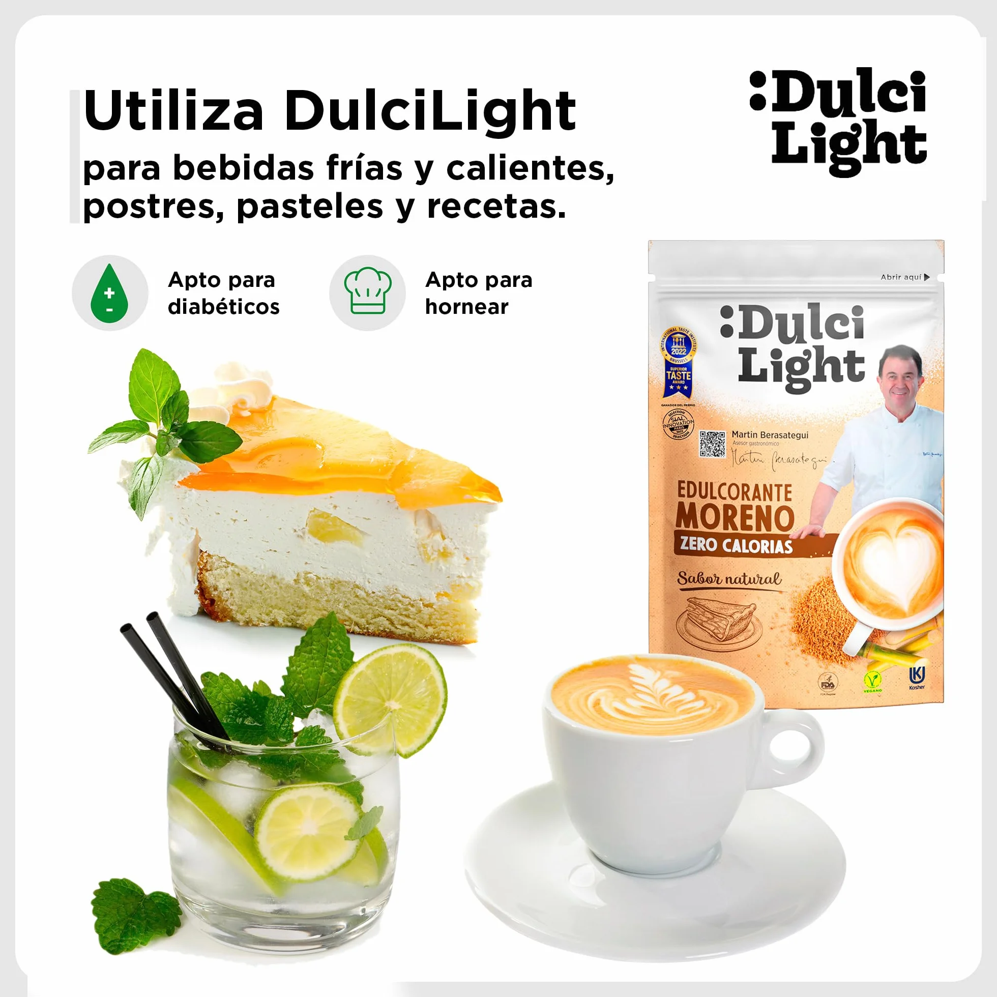 Dulcilight Edulcorante Moreno Zero Doypack 200 gr |Sustituto del azucar Moreno Sabor Natural | 200 gr = 2kg Azúcar |Granulado con Fibra Vegetal | keto | No OMG | edulcorante a Granel