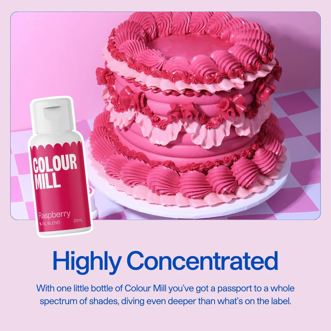Colour Mill Oil Blend Food Colouring Set 12 x 20 ml Next Generation Food Colours Yellow Orange Red Hot Pink Baby Pink Purple Black Chocolate Forest Lime Sky Blue Royal
