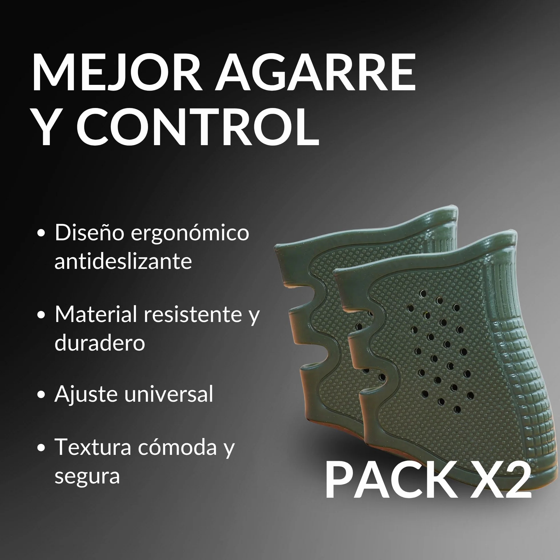 Sibo Airsoft Funda Pistola Empuñadura Pack 2 Unidades Grip Ergonómico Antideslizante Goma Silicona Accesorio Caza Tiro Outdoor
