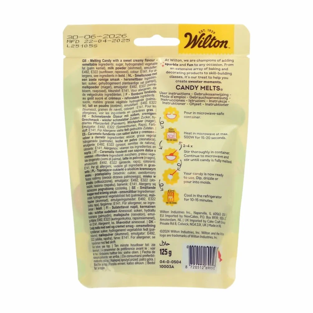 Wilton Candy Melts Verde Oscuro Caramelos para Derretir con Sabor Dulce y Cremoso para Moldear, Sumergir y Decorar, Optimas para Cake Pops, Dulces, Tartas y Postres Revestidos, 125 g