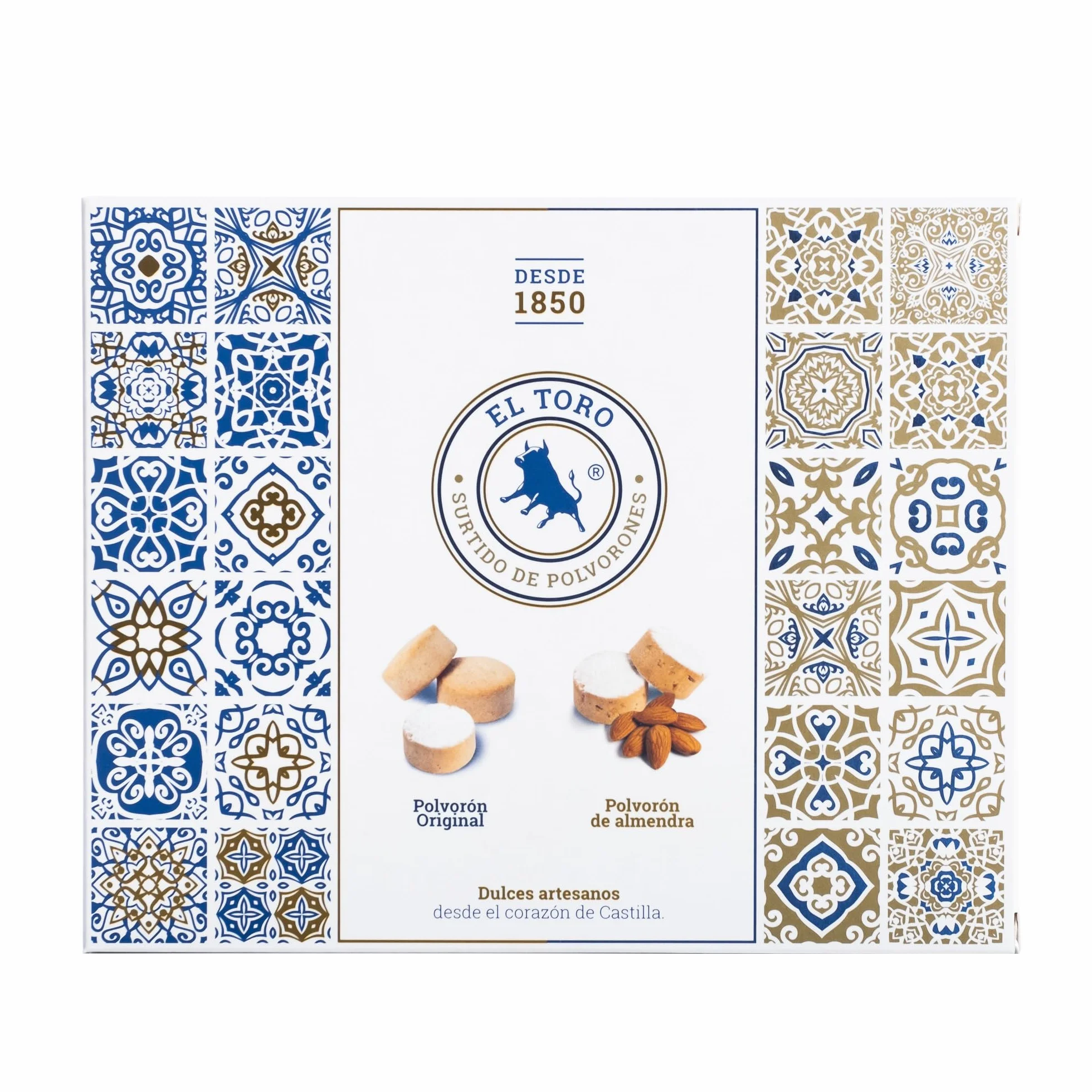 El Toro - Surtido de Polvorones el Toro Almendra y Original - estuche 500 gramos - Valladolid (Tordesillas) - elaborados con almendras y harina- dulces Navidad - receta tradicional