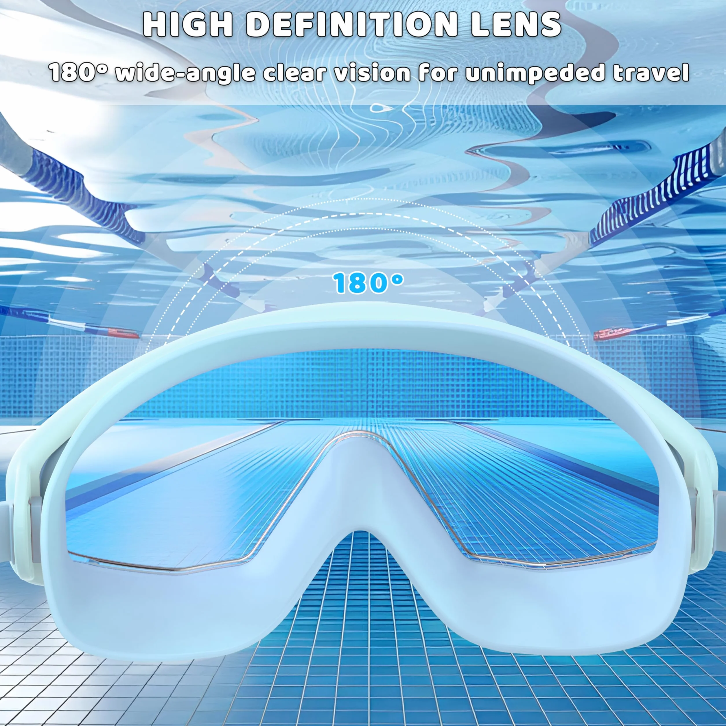 Gafas de Natación Niño Anti-Vaho UV Visión Panorámica Ajuste 1 Botón Sello Silicona 3-12 Años