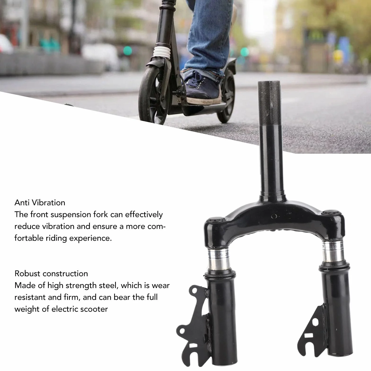 Horquilla de Suspensión Delantera para Patinete Eléctrico de Acero, 10-12 Pulgadas