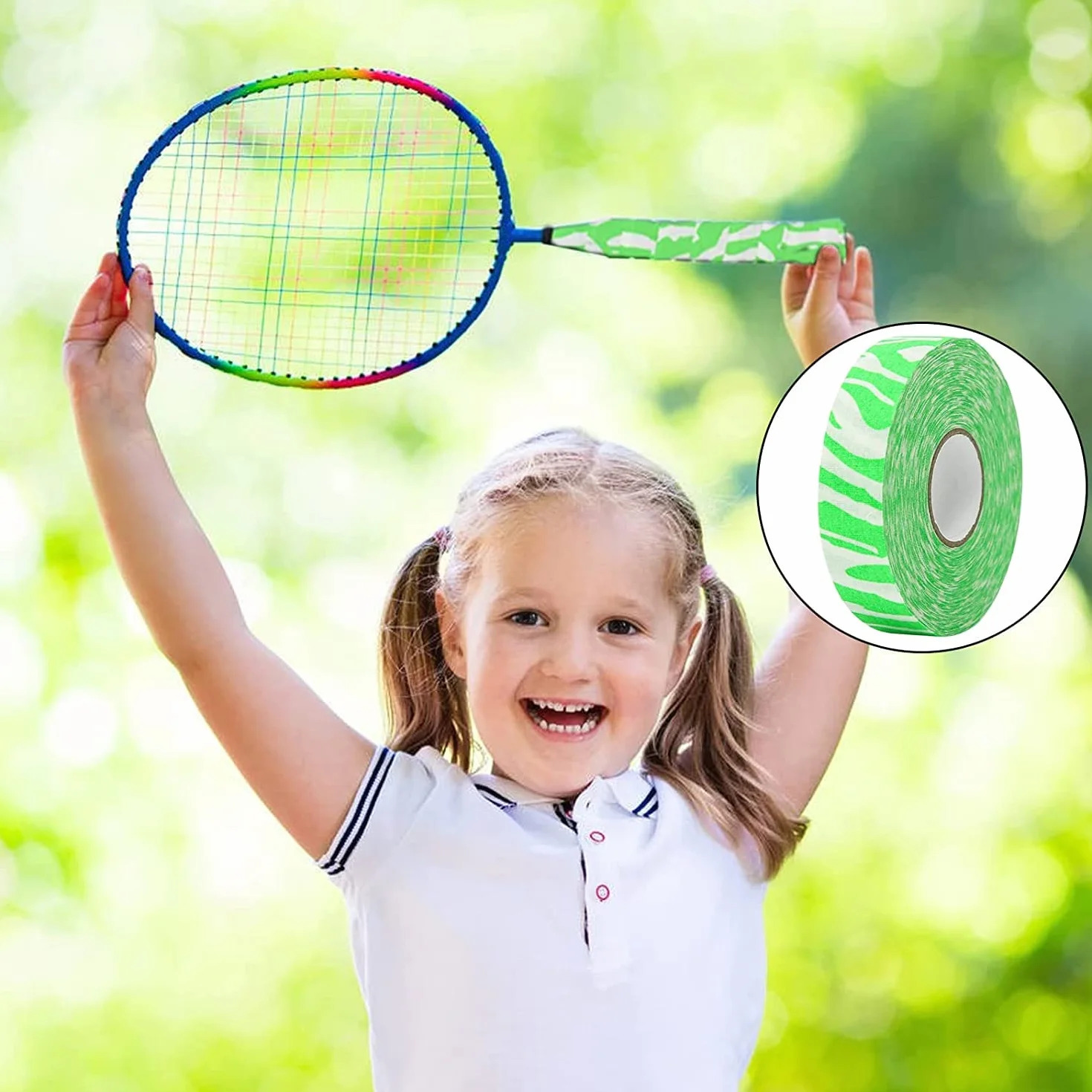Cinta Adhesiva de Camuflaje para Raquetas de Tenis 2,5 Cm x 25 M (Verde)