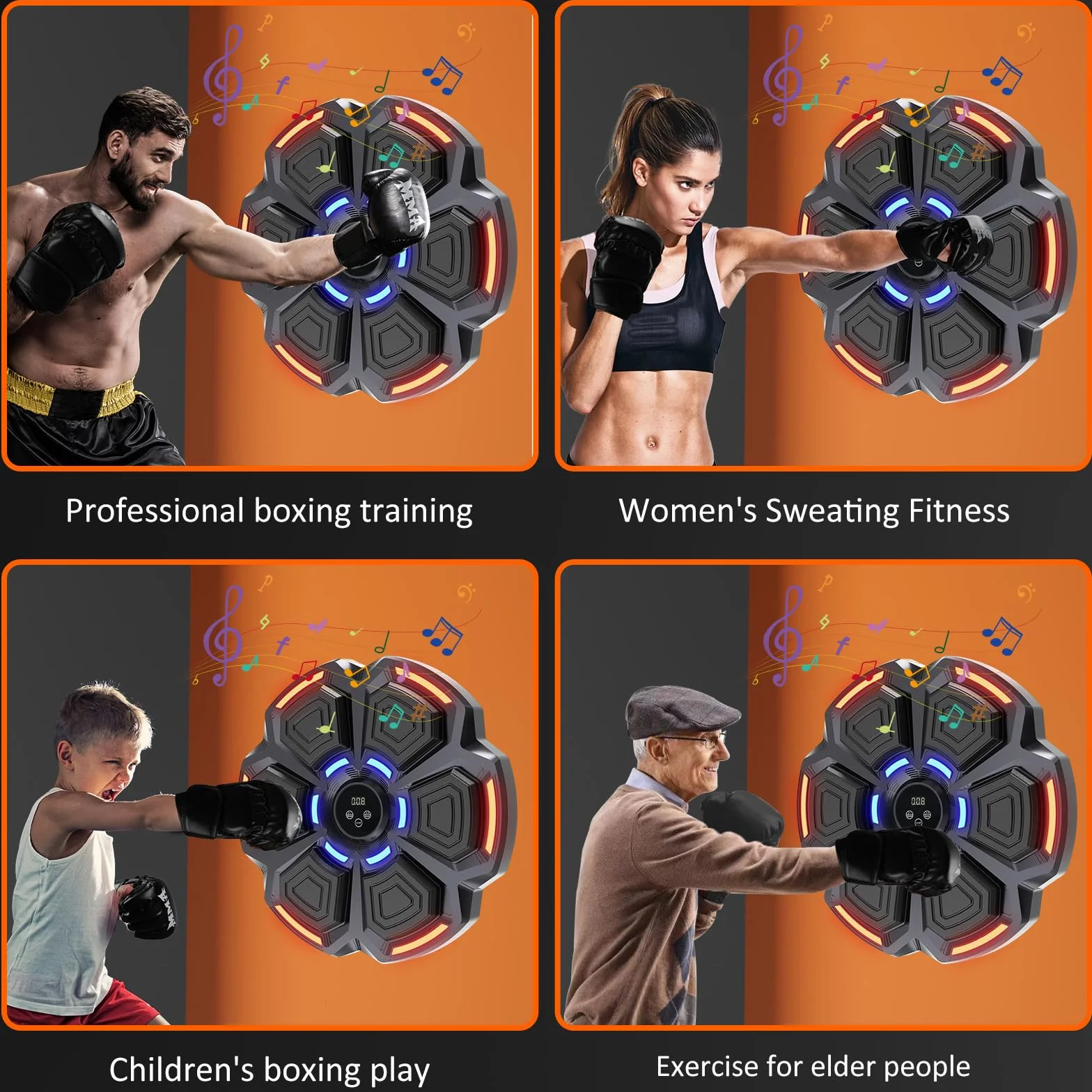 snawowo Music Boxing Machine Adulto 9 Modos 9 Velocidad Boxeo Musical con Guantes Bluetooth Recuento Inteligent