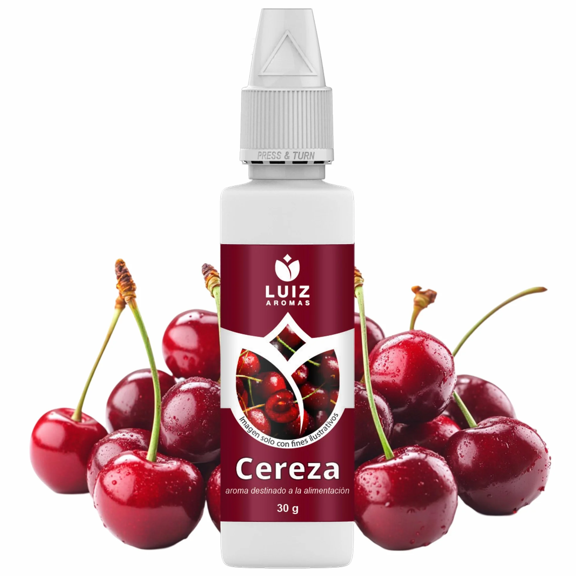 LUIZ AROMAS | Aroma Cereza - Aroma Alimentario en Gotas para dulces de Hornear, Pasteles, Bizcochos y Tartas | Producto Vegano sin Calorías y sin Azucar | Producto 100% Italiano (30g)