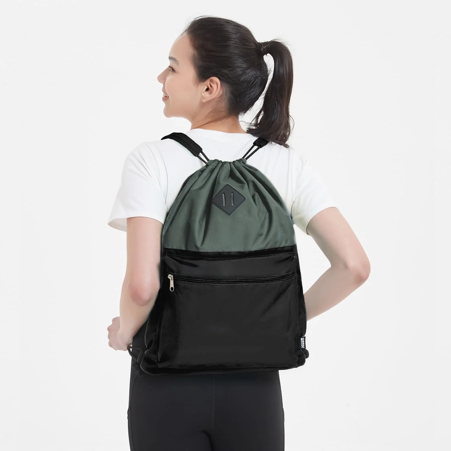 WANDF Bolsa deportiva con cordón impermeable compartimento húmedo negra