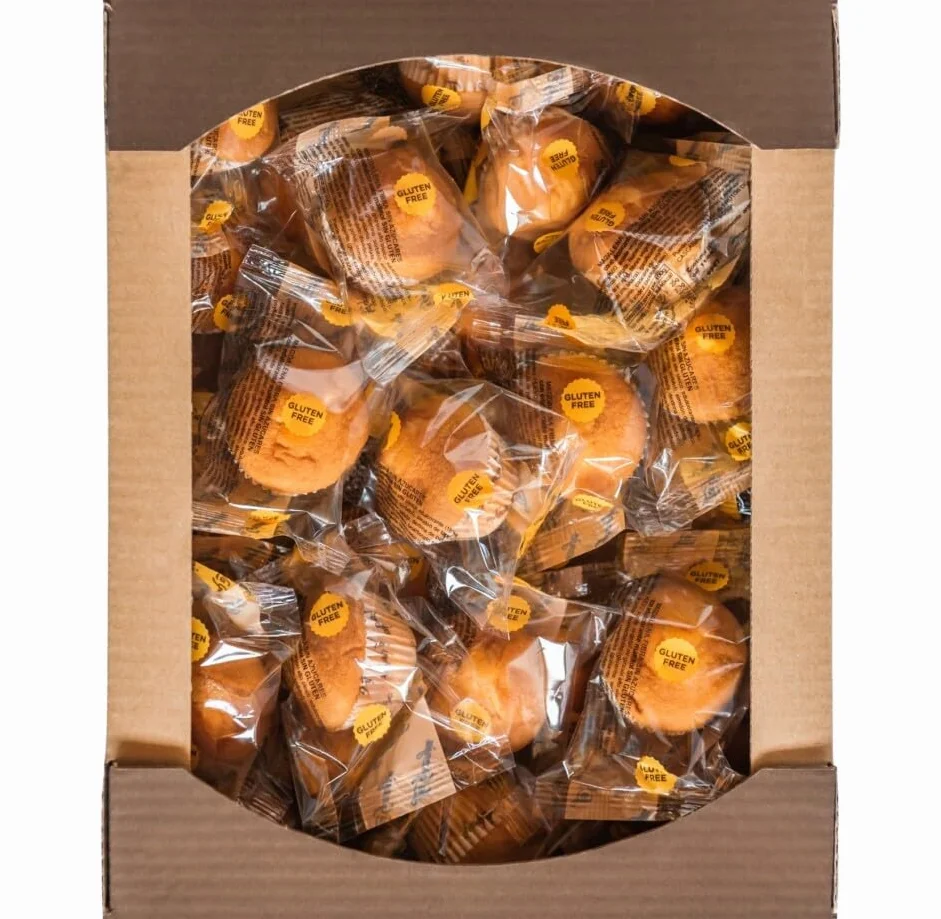 Magdalenas Tradicionales La Granja - Sin Gluten y Sin Lactosa - Caja con 30 uds de Magdalenas. Envueltas Individualmente.