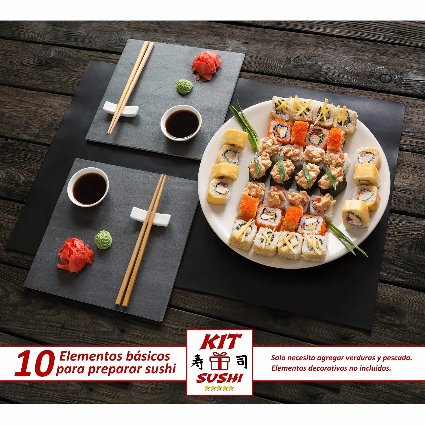 Regalo Original Gourmet para hacer Sushi 1,9 Kg 10 Ingredientes y Utensilios