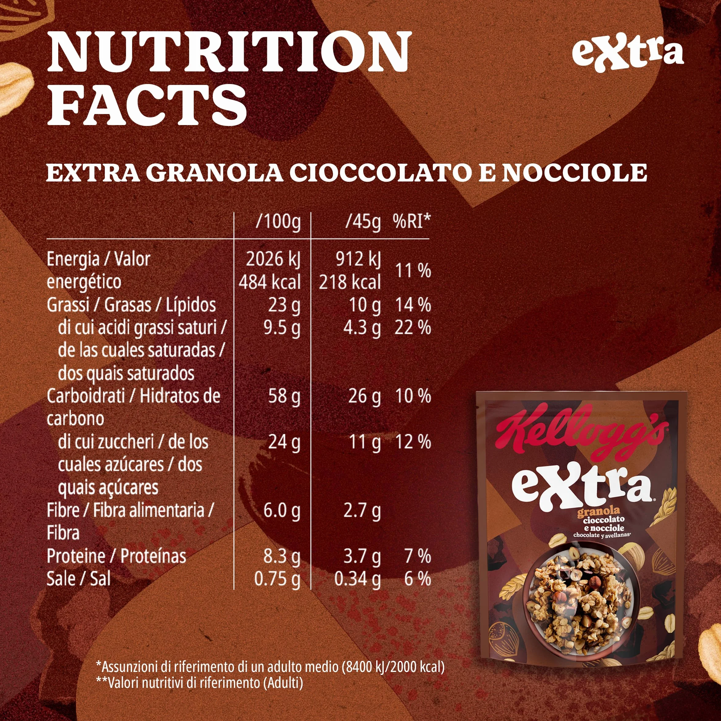 Kellogg's Extra Cereales crujientes con chocolate y avellanas 375 g