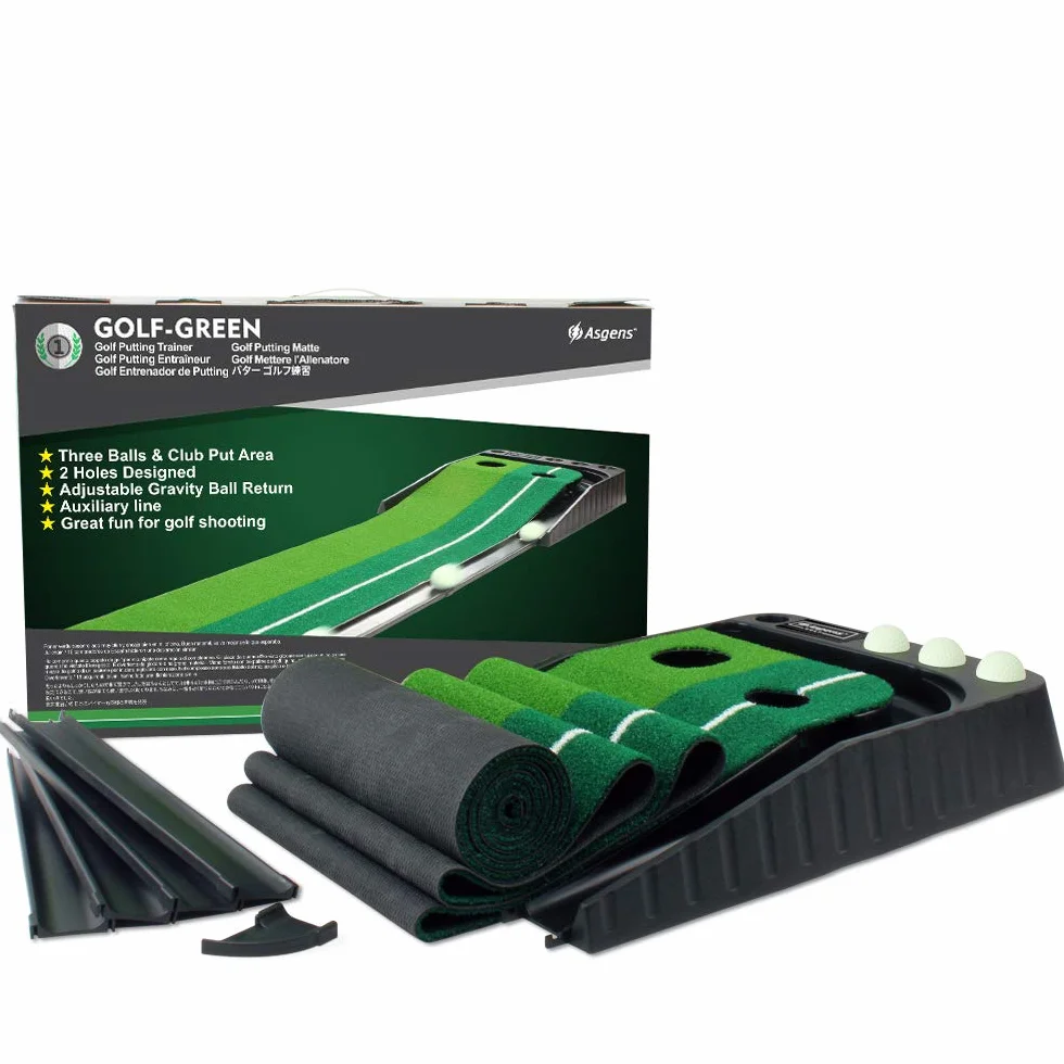 Golf Putting Trainer, Tapete de Golf de Césped de Dos Colores con Retorno de Bola Automático