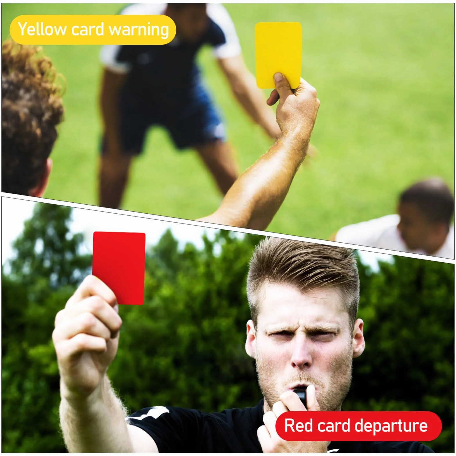 Juego de 2 Tarjetas de Árbitro Rojas y Amarillas con Hoja de Resultados y Lápiz