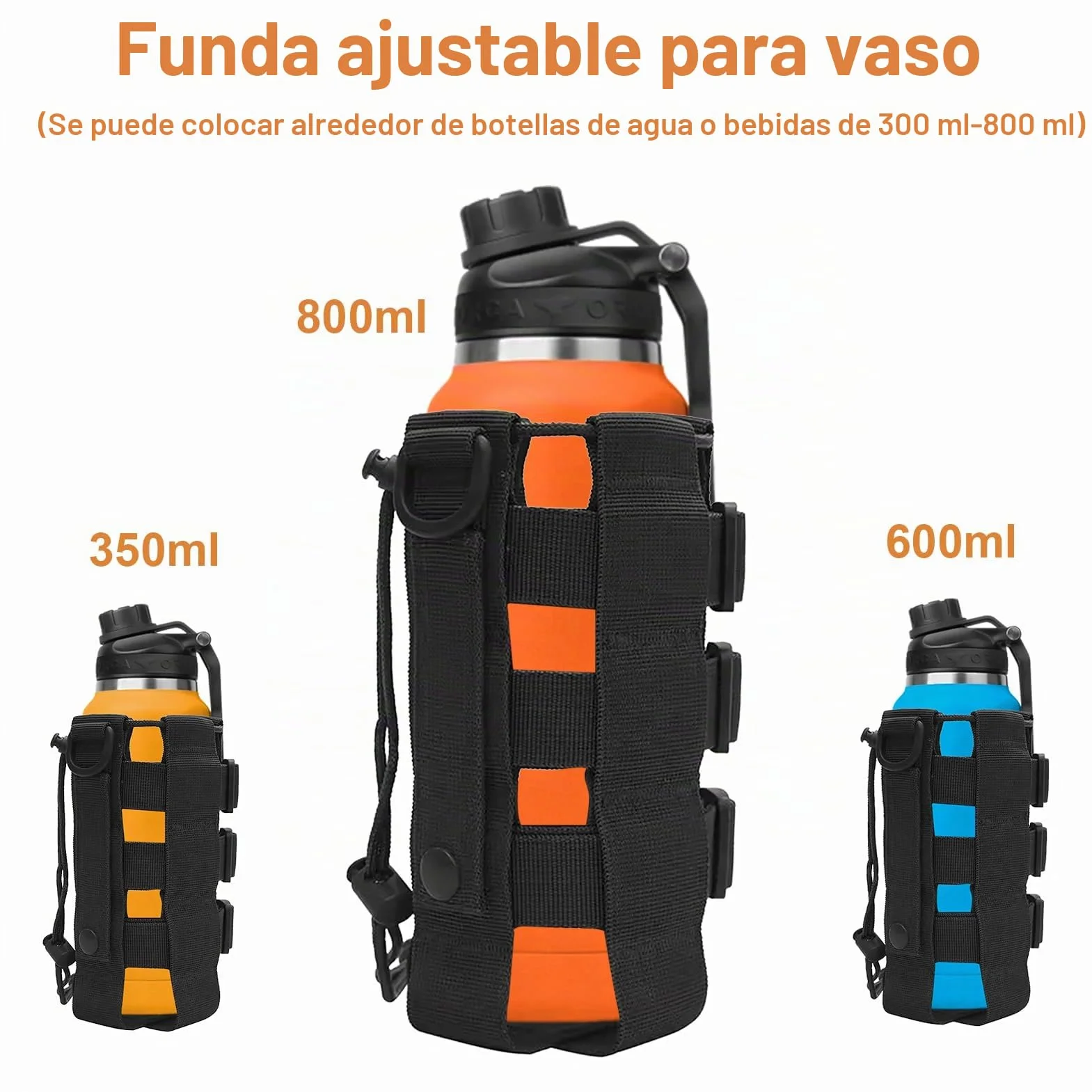 Bolsa Táctica Militar Impermeable Ajustable para Botella de Agua, Correr, Senderismo