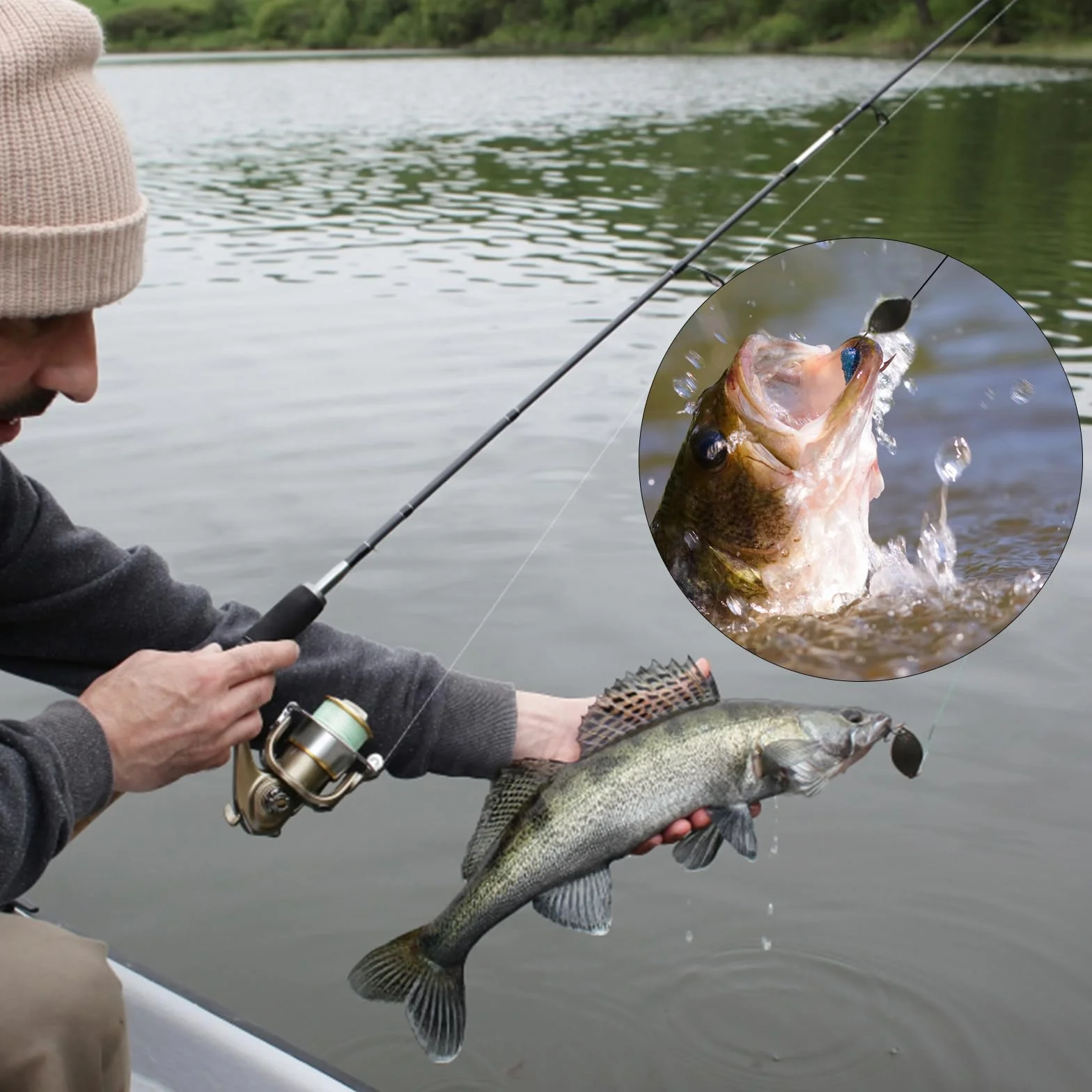 VIPMOON Anzuelos de Pesca de Púas Gancho Afilado de Acero al Carbono con Caja de Plástico para Agua Salada Dulce