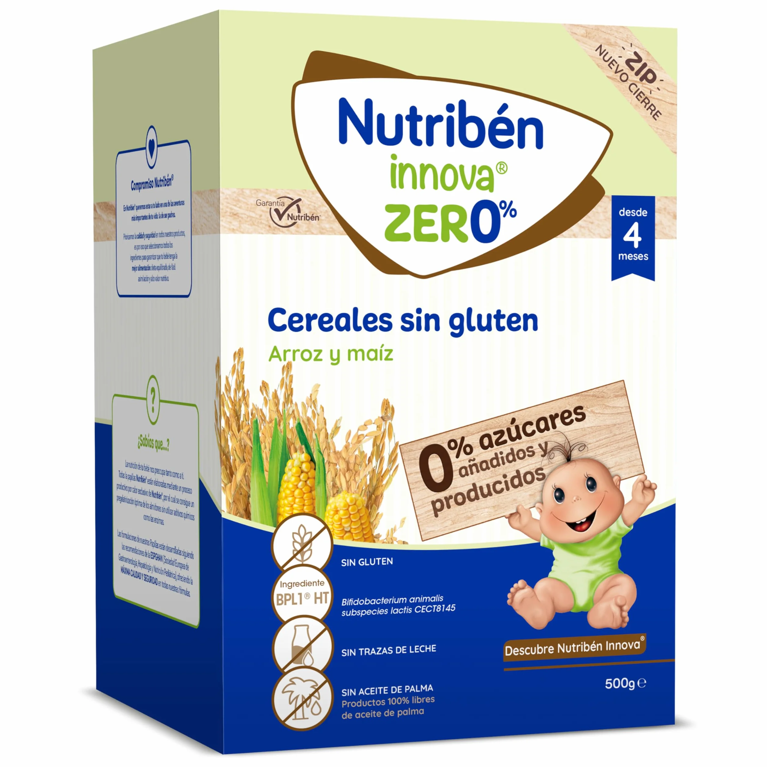 Nutribén innova ZERO 0% Gluten Free Cereals | Rice and Corn | Baby Food from 4 Months | 0% Added Sugars | No Milk Traces | 500g