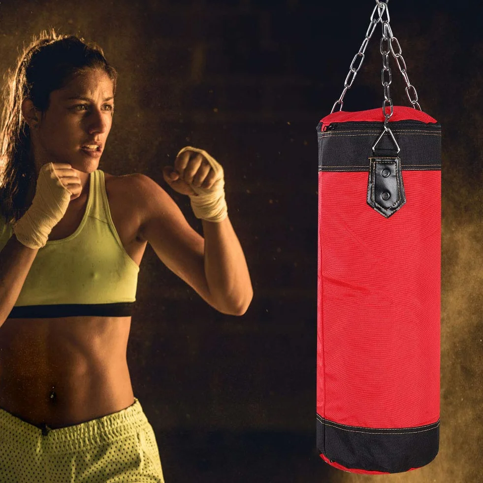 Saco de Vacío para Entrenamiento de Boxeo, Tela Oxford, Cremallera, 60 cm, Rojo