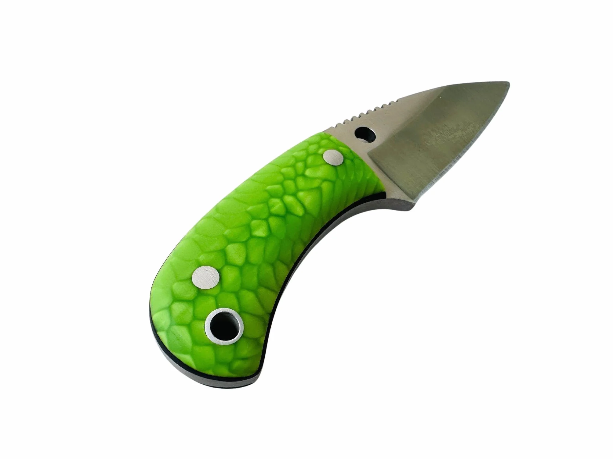 Cuchillo de Cuello Cudeman Yoda 200-JV Acero Böhler N-695 5,8 cm Cuero Juma Verde