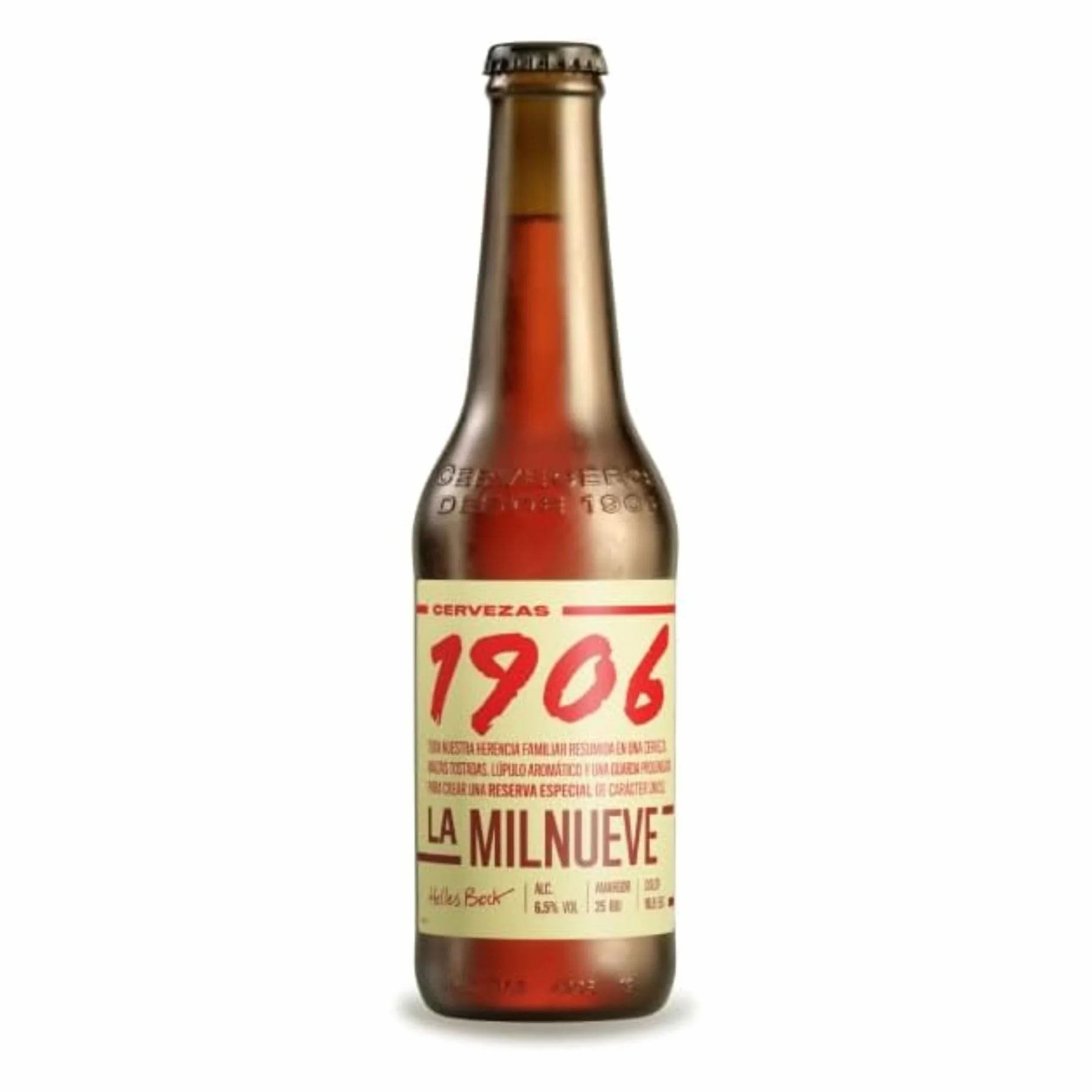 1906 Reserva Especial - Cerveza Lager Extra, Pack de 24 Botellas x 33 cl, Sabor Amargo y Aroma Tostado, Galardonada Internacionalmente, 6,5% Volumen de Alcohol