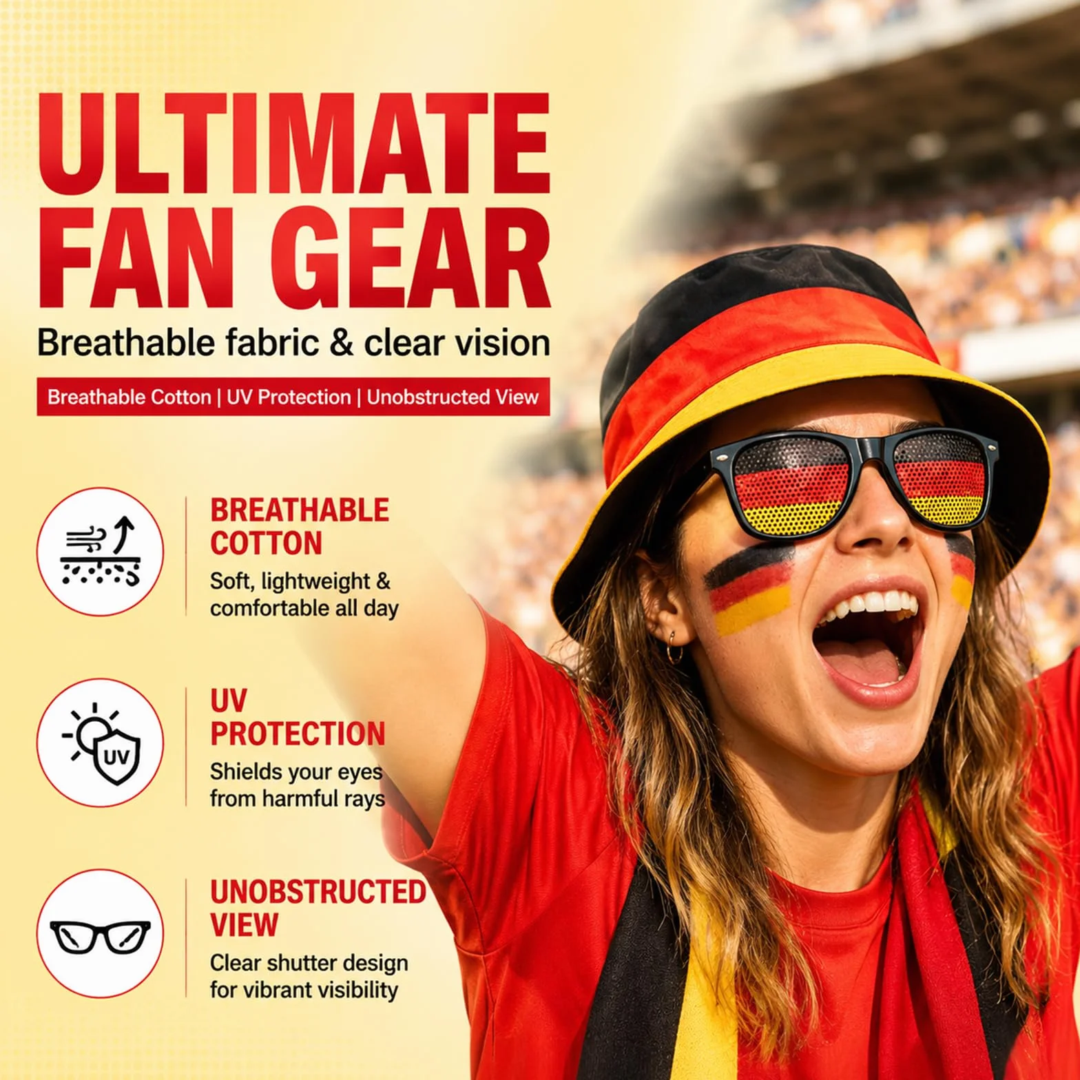 Alemania Gorra Gafas Accesorios Fútbol Fiesta 2 Piezas