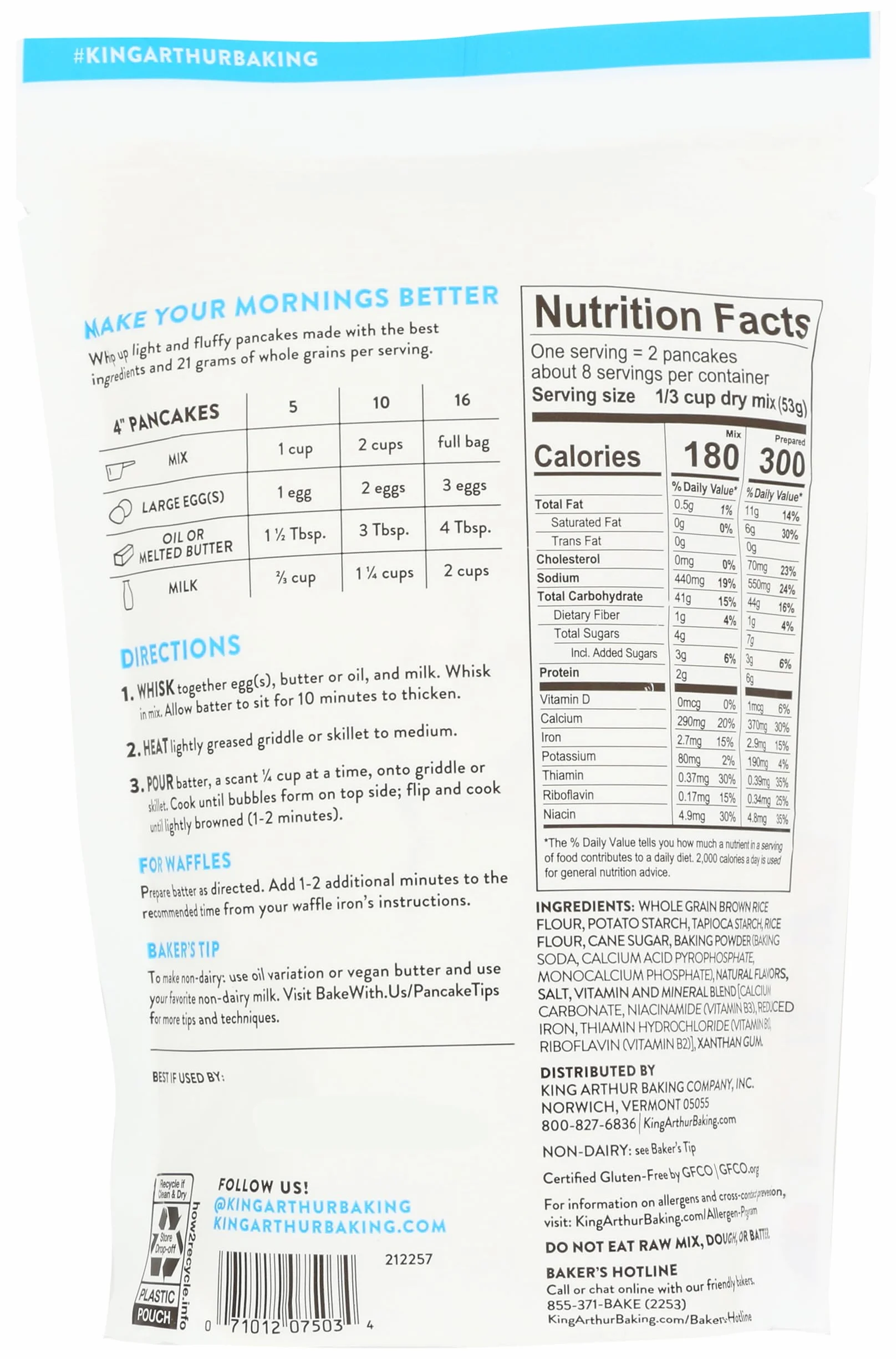 King Arthur Gluten-Free Pancake Mix, 15 oz