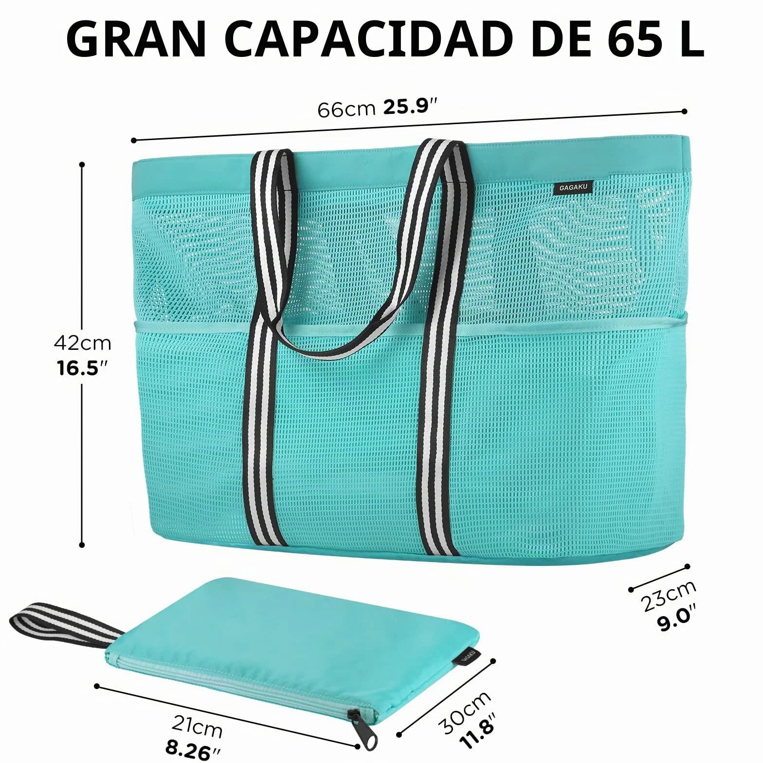GAGAKU Bolsa de playa XXL/3XL impermeable con compartimento frigorífico plegable