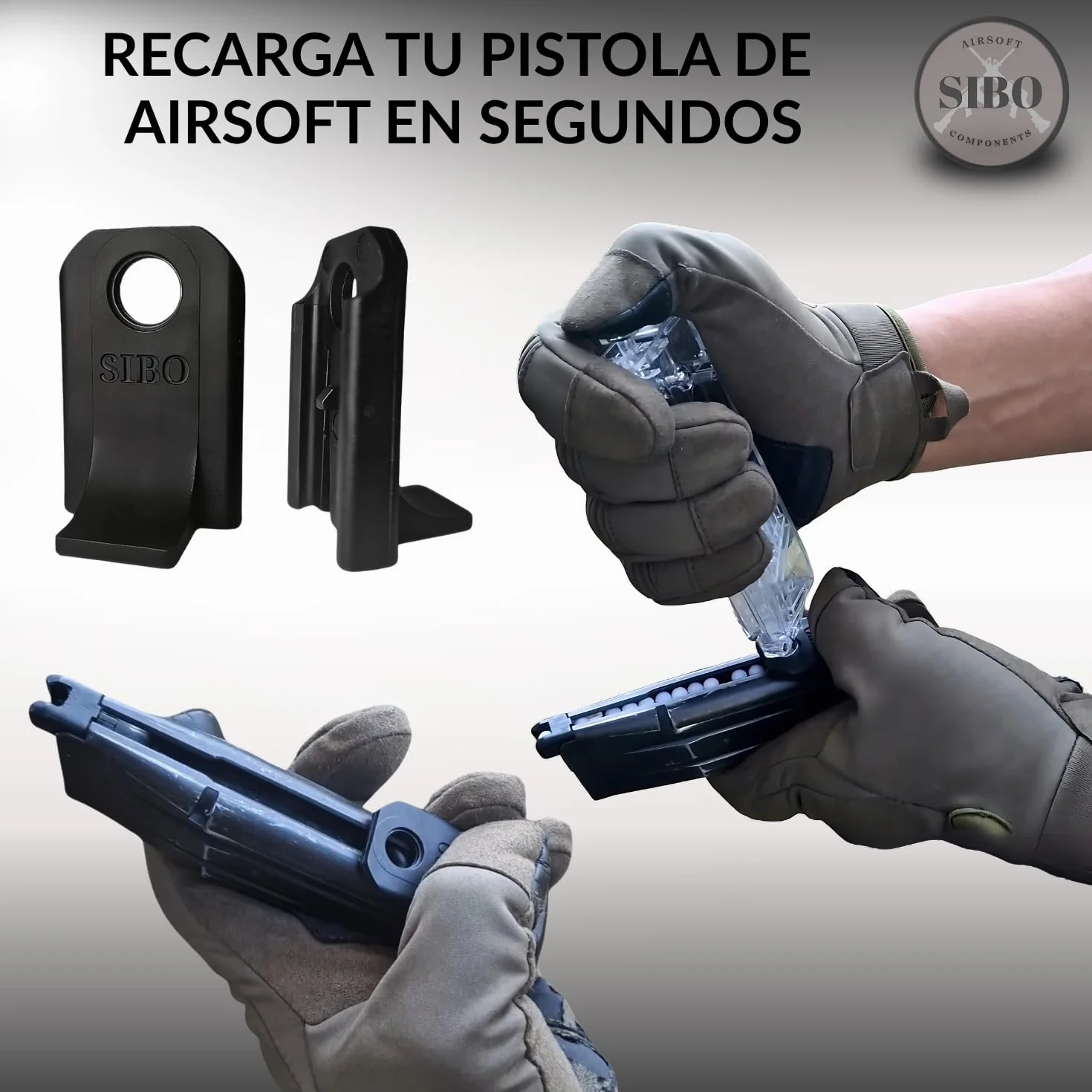 Sibo Airsoft Speedloader 6mm BB Loader para Pistolas Recarga Rápida