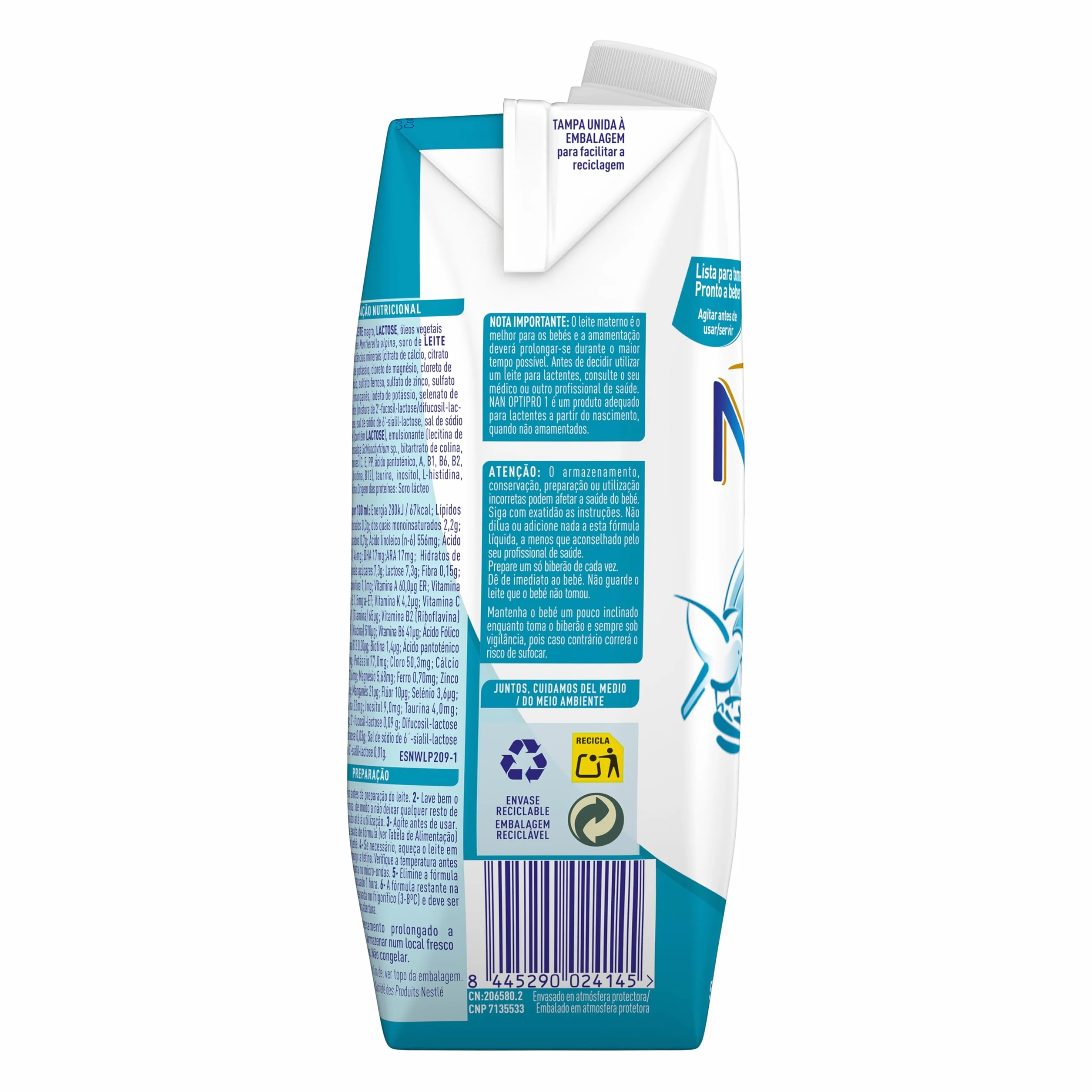 Nestlé NAN OPTIPRO 1 Líquida, Leche para lactantes, 12x500ml