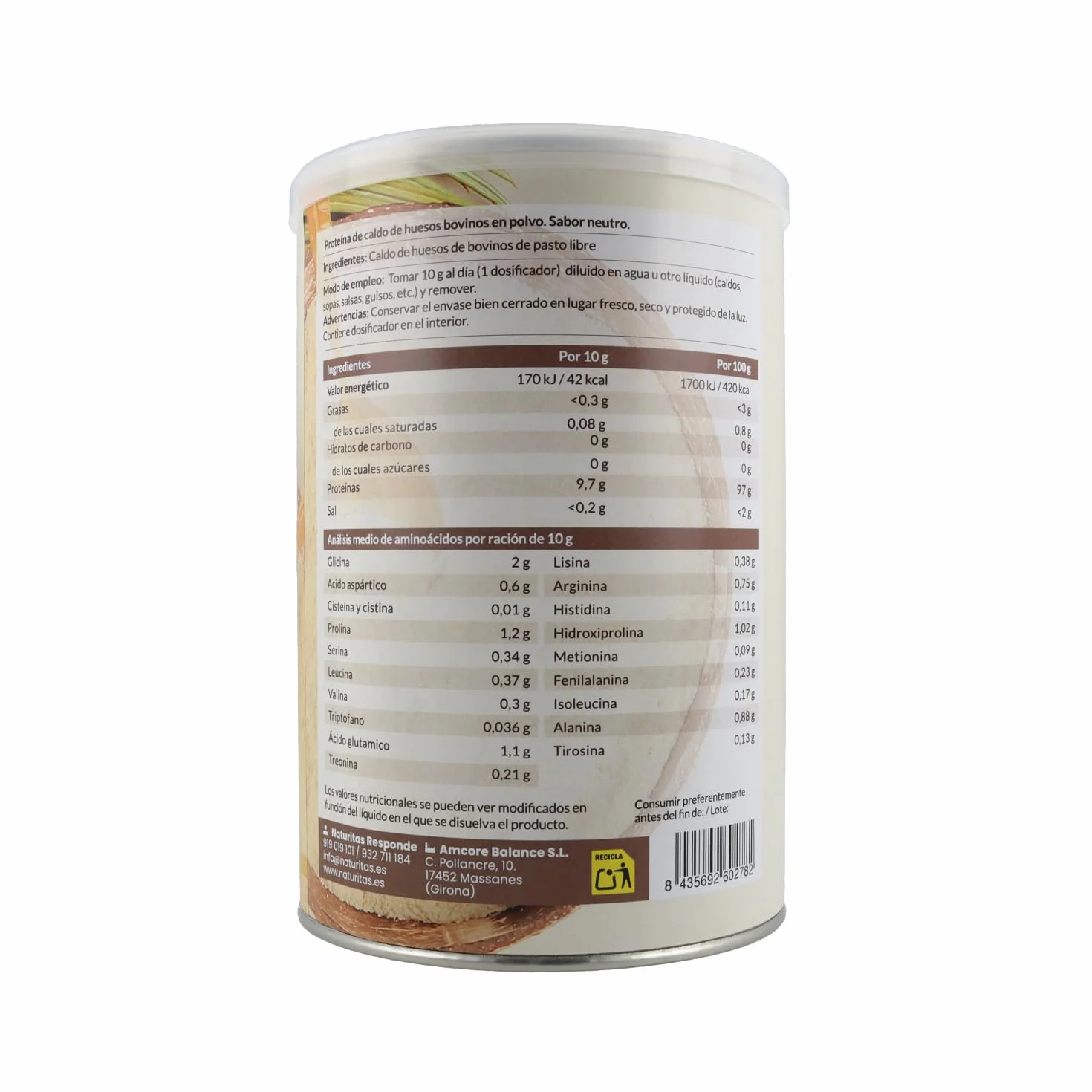 Proteína de caldo de huesos Naturitas Essentials 300 g bovinos de pasto libre