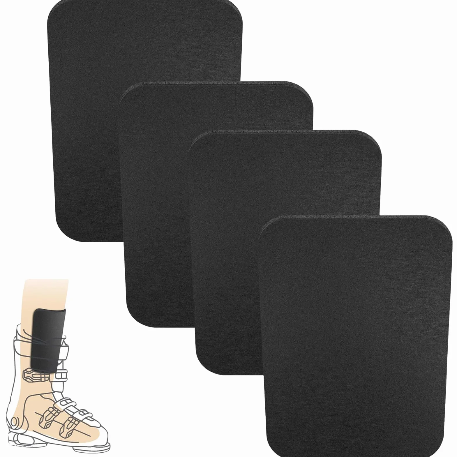 Protector de Tibias para Esquí 4 Piezas Espinilleras Recortables Engrosadas