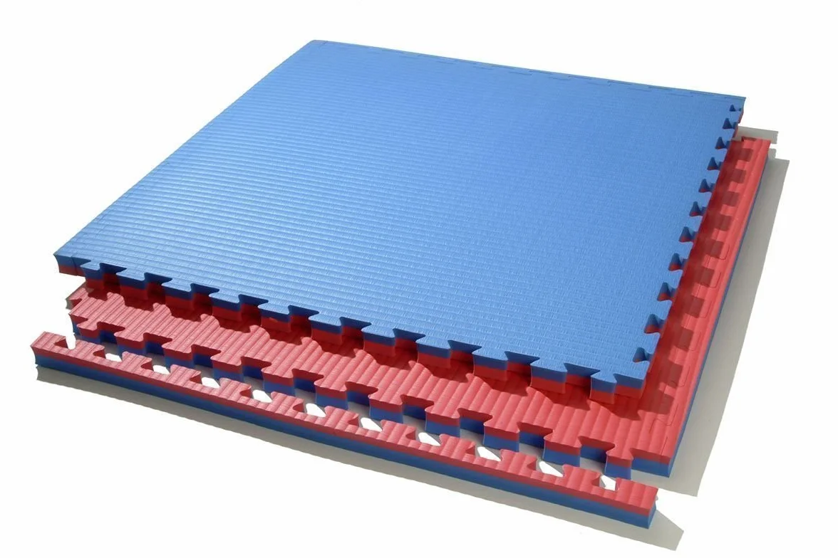 Grupo Contact Suelo Tatami Puzzle 2 cm Rojo Azul Borde Liso Desmontable 1 x 1 m
