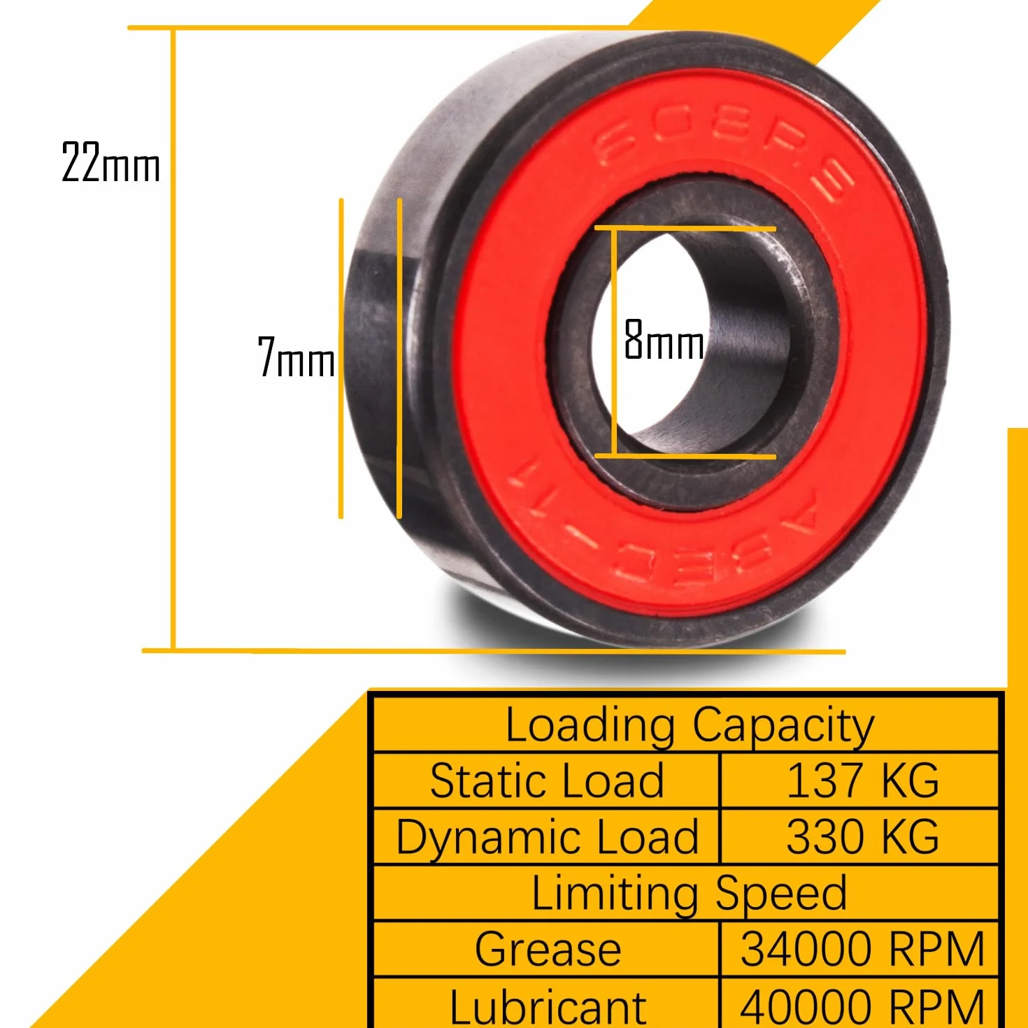 Senston Rodamientos de Bolas ABEC-11 608 RS 8 Piezas para Monopatín Velocidad