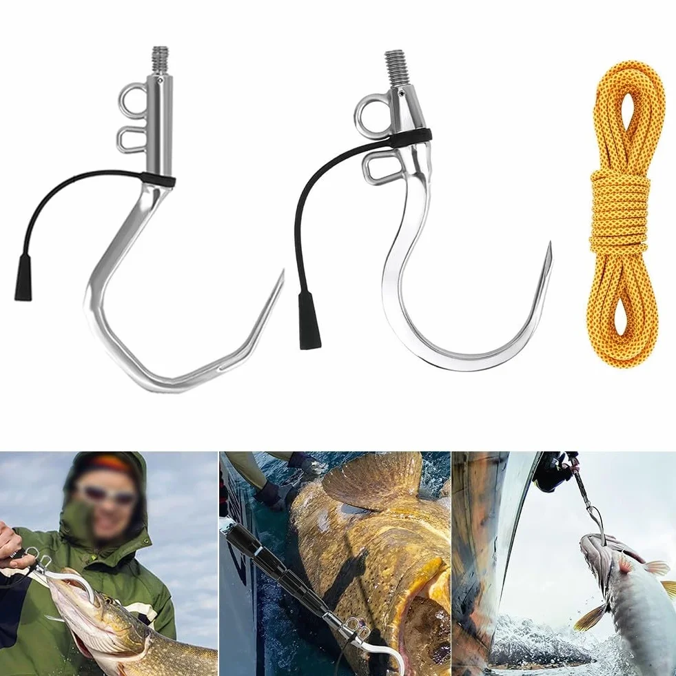 Gancho de pesca de acero inoxidable 6 metros cuerda 1/2 pulgada rosca agua salada dulce