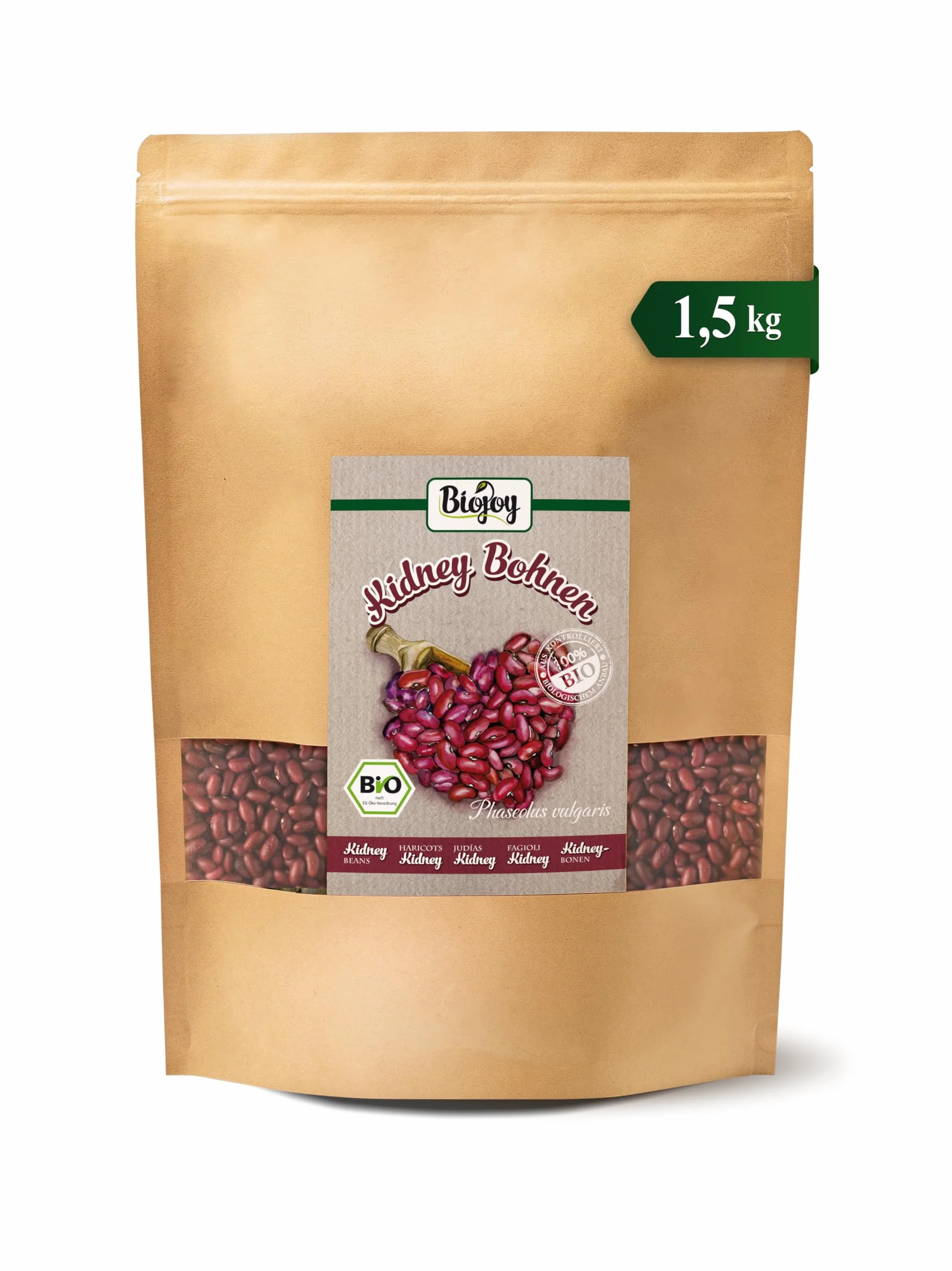 Biojoy Frijoles rojos (Kidney) Ecológicos (1,5 kg), enteros y sin aditivos