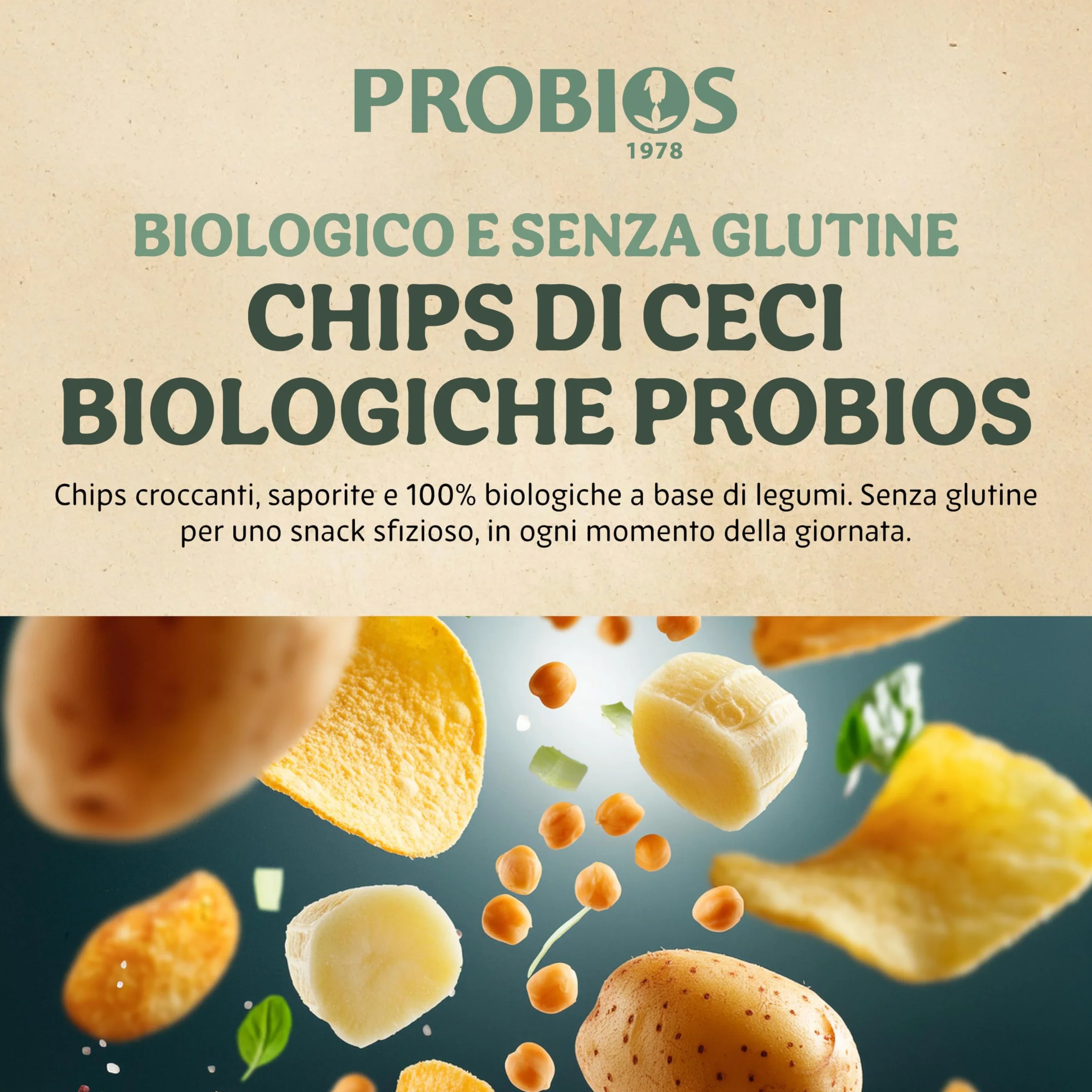 Probios Chips con garbanzos bio embalaje 12 x 40g