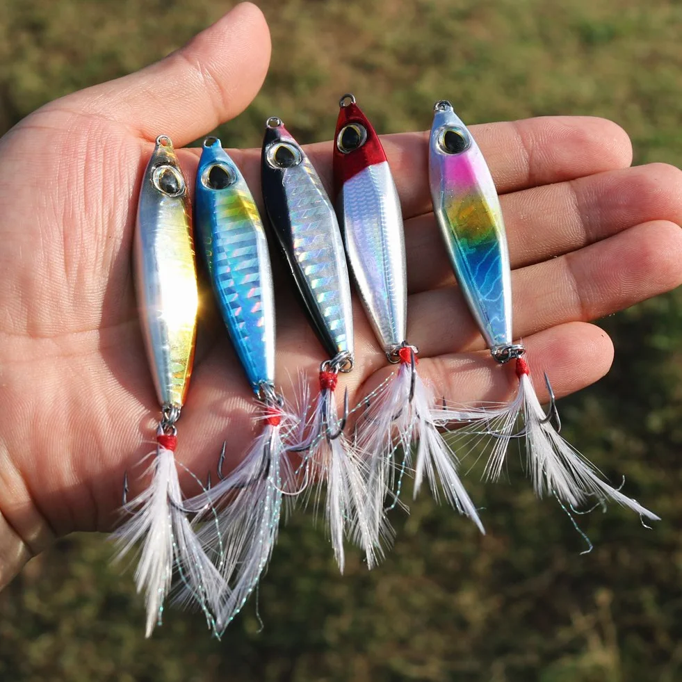 Sougayilang Jigs Señuelos de pesca Cucharas de metal con micro anzuelo