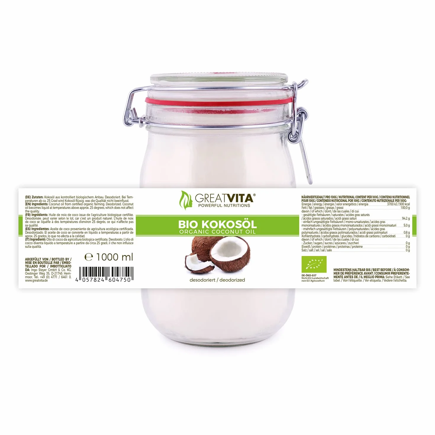 Meavita Aceite De Coco, Insípido (Desodorizado) 1000 ml