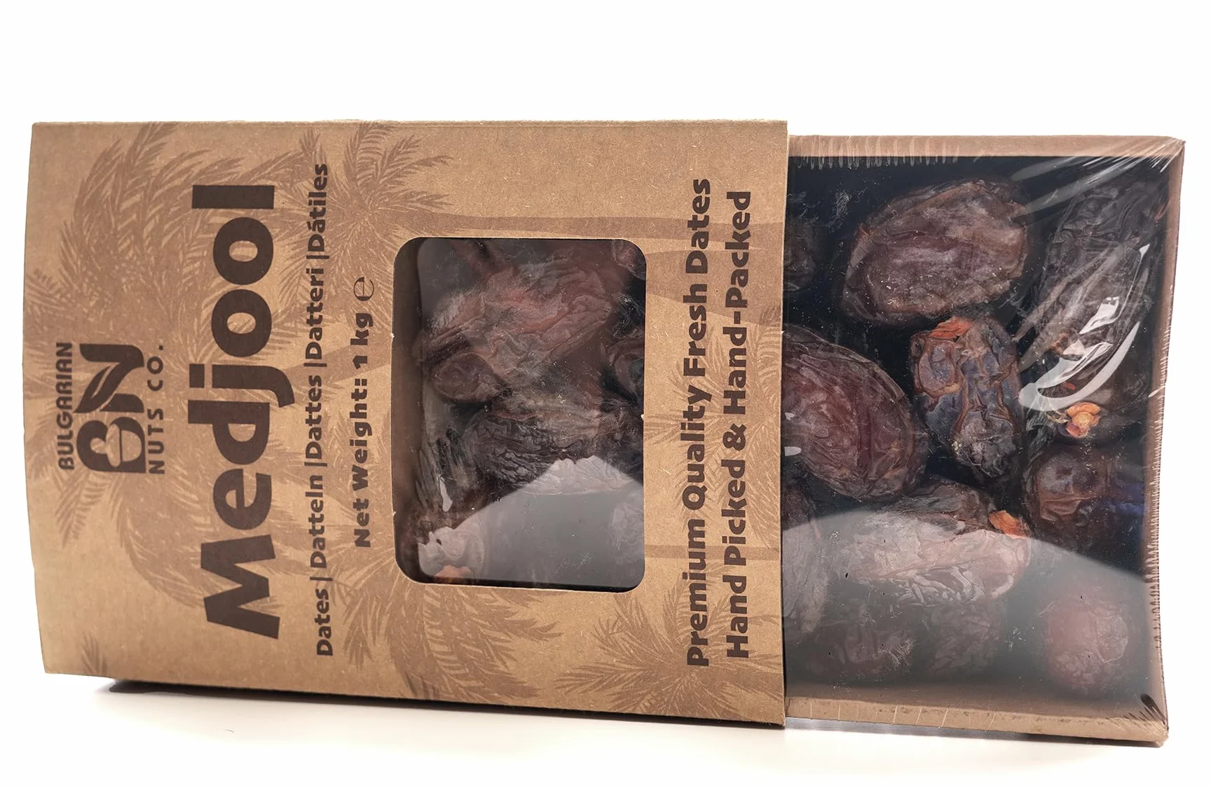 1 kg de Dátiles Medjool Frescos con Hueso, Grandes, naturalmente dulces, sin azúcar añadido, 100% puros y naturales, sin aditivos ni conservantes. Un aperitivo suave, jugoso y energético.