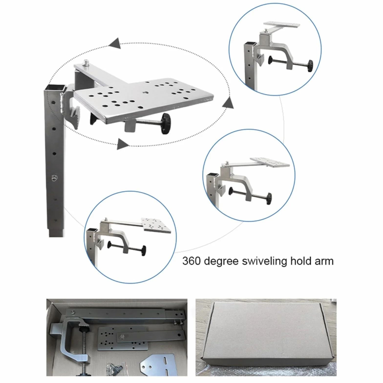 Soporte de aluminio para buscador de peces ajustable de grado marino con placa inferior de múltiples agujeros