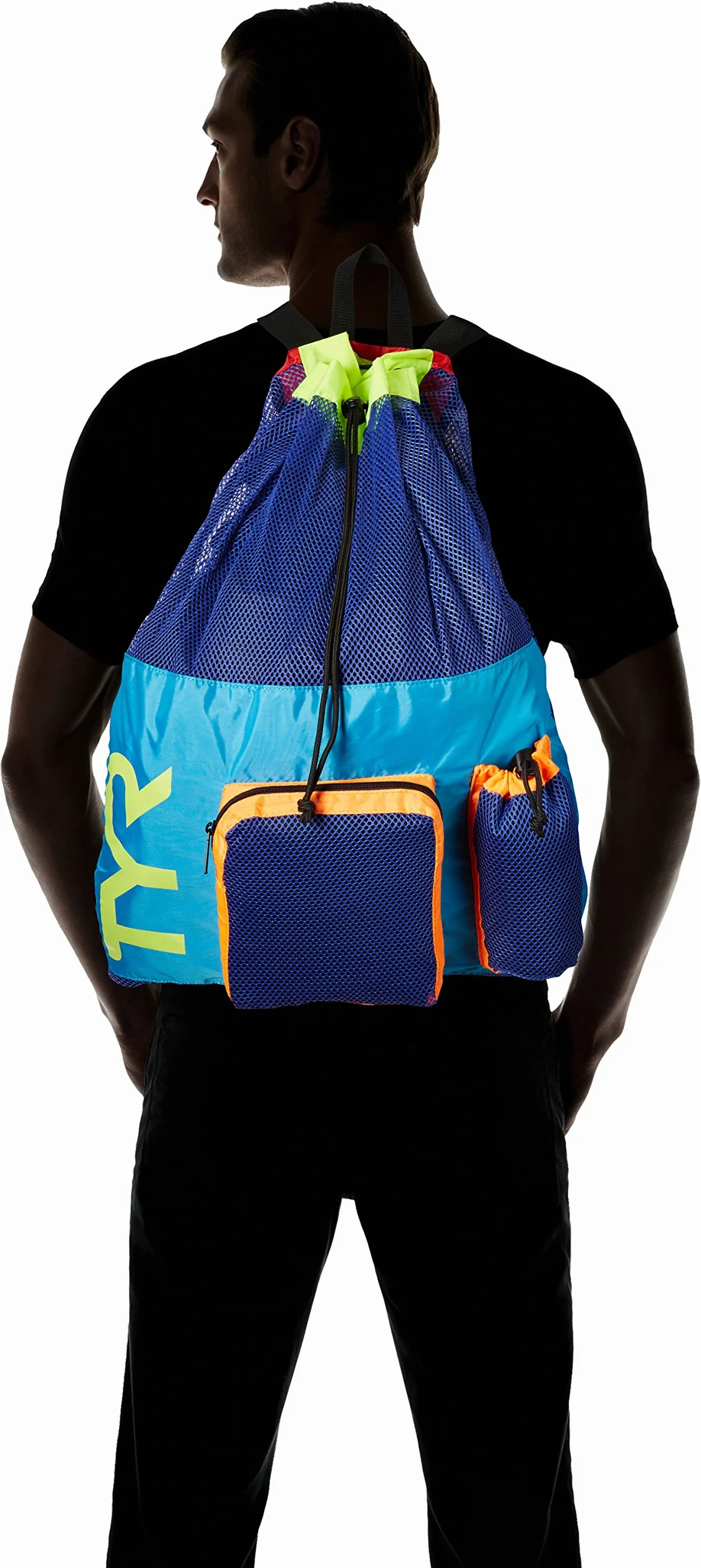TYR Big Mesh Mummy Bckpk Mochila, Unisex Adulto, Azul/Amarillo, Talla Única