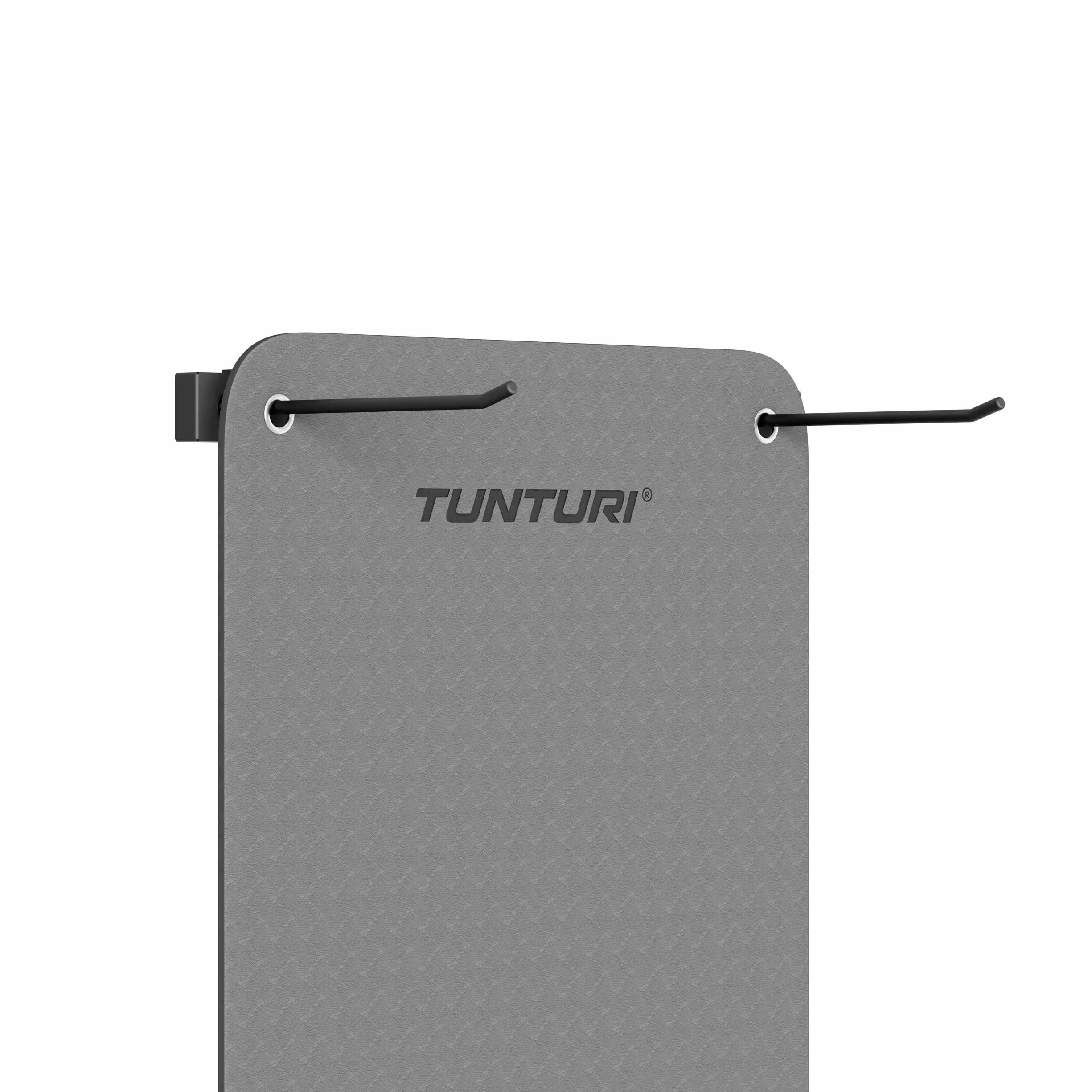 Tunturi Platinum Soporte de pared para esterilla de fitness, montaje en pared, color negro