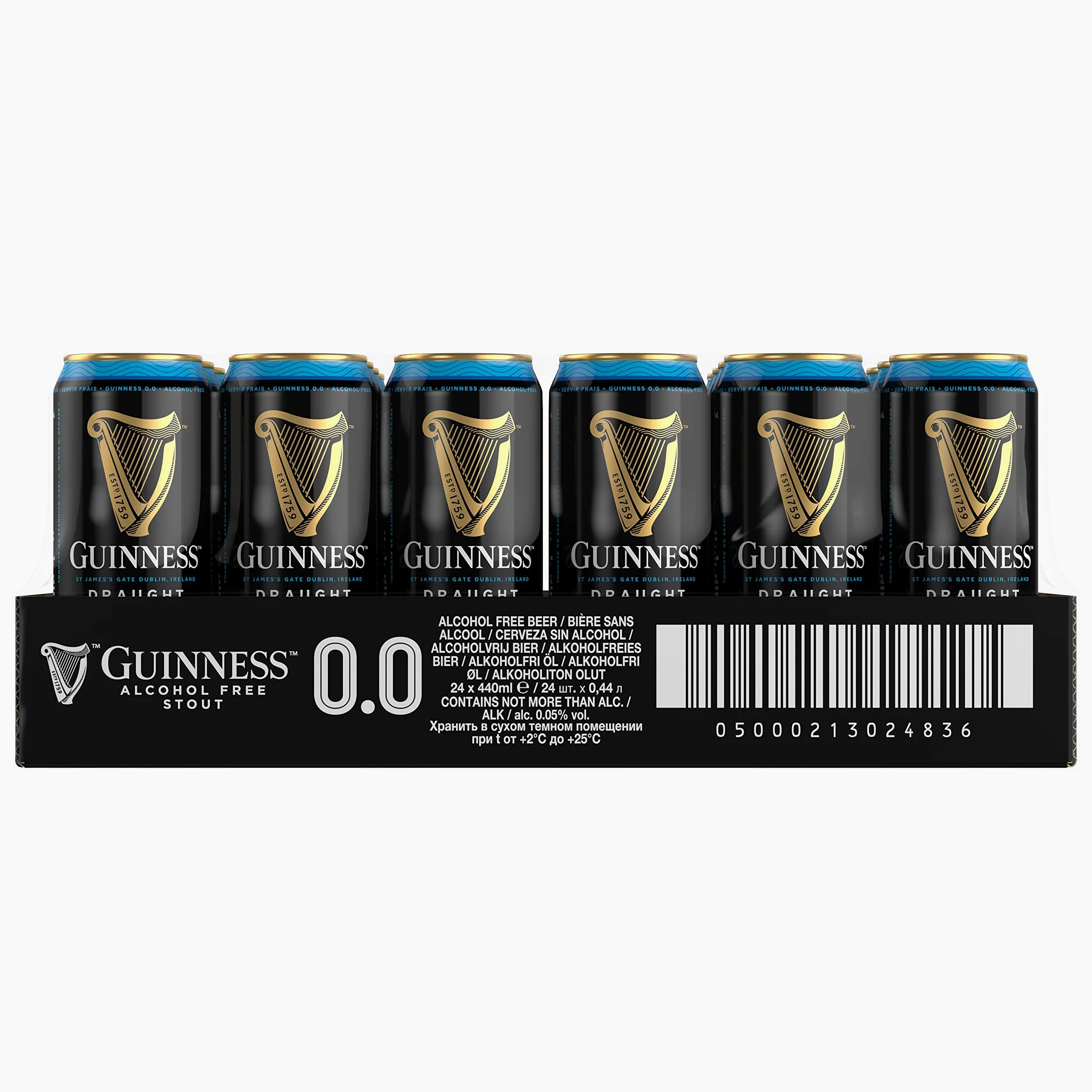 Guinness Draught 0.0 Cerveza Negra irlandesa, Pack Lata, 24 x 44 cl