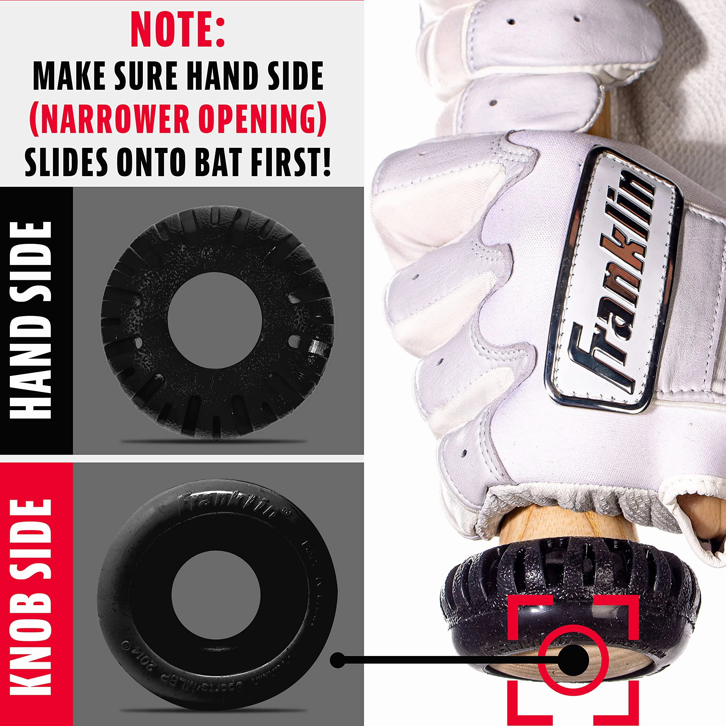 Franklin Sports Gator Grip Bat Nub - Perilla de Agarre para Bate de béisbol y sóftbol