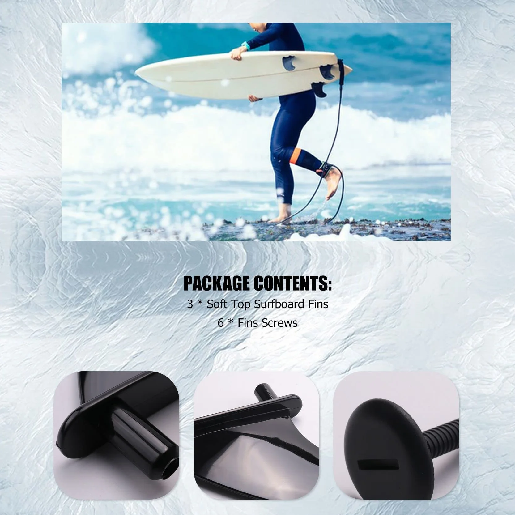 Juego de 3 aletas para tabla de surf Softboard