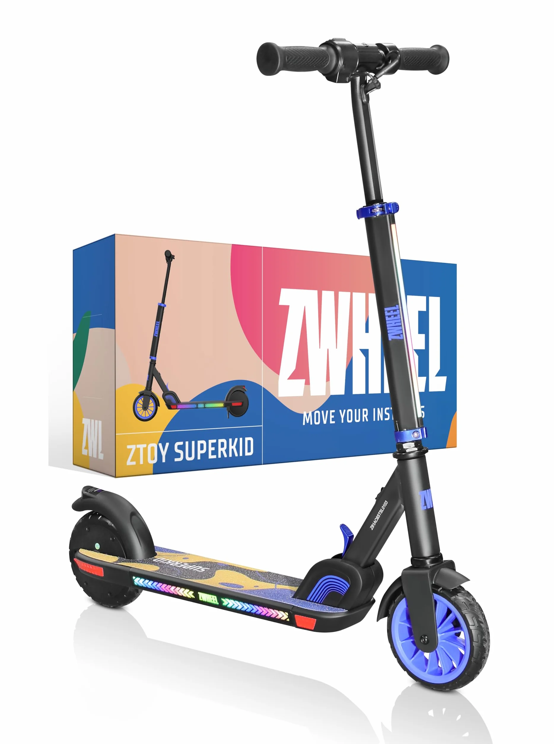 Patinete Eléctrico para Niños ZWHEEL ZTOY SUPERKID - Altura Ajustable 150W 19km/h 10km Autonomía Luces RGB Doble Freno Ruedas Antipinchazo