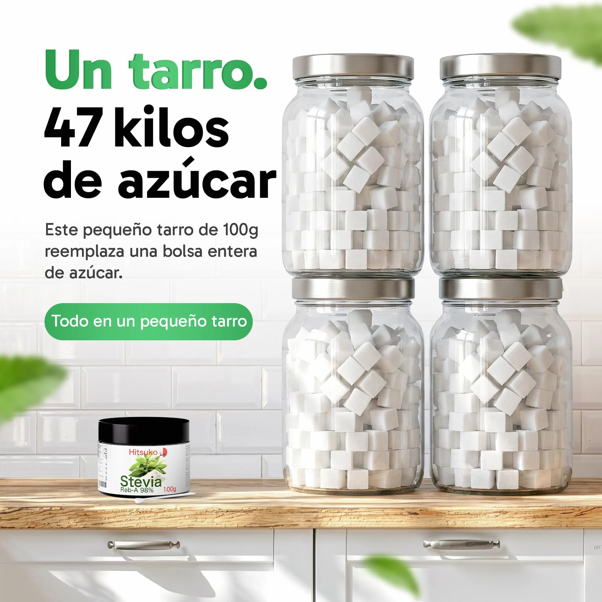 Polvo de Stevia Ultra-Concentrada (100g) | RebA-98 Puro al 98% | 470x Más Dulce que el Azúcar