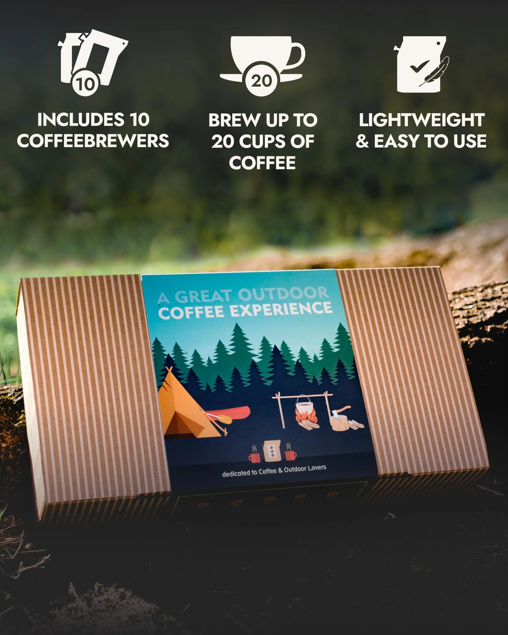 Set de regalo de café para exteriores, 10 mejores especialidades de una sola propiedad y cafés orgánicos de todo el mundo | Brew & Genießen Sie Jederzeit & überall | Kaffeelliebhaber Geschenkidee für