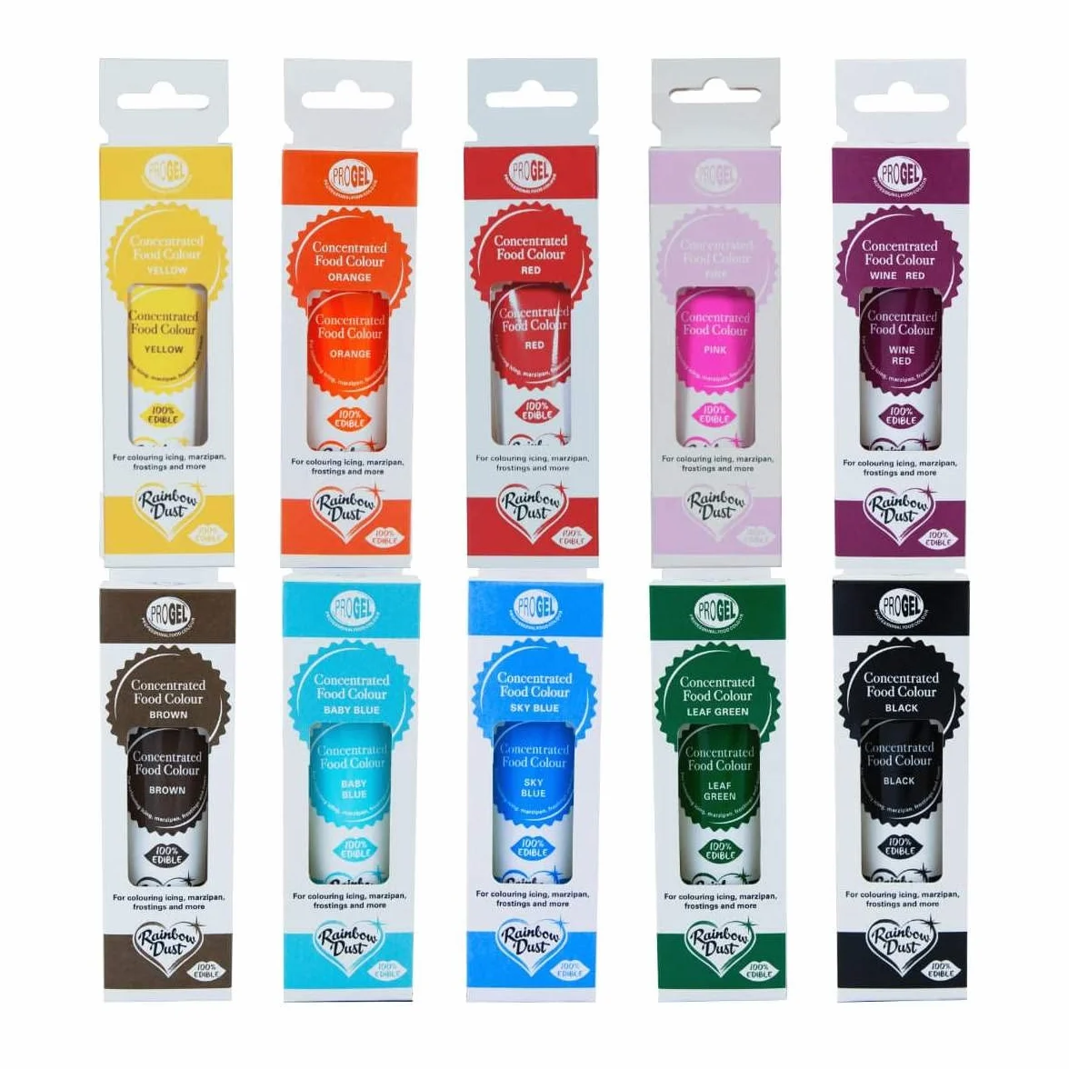 Rainbow Dust ProGel Gel colorante alimentario profesional colores favoritos 10 colores