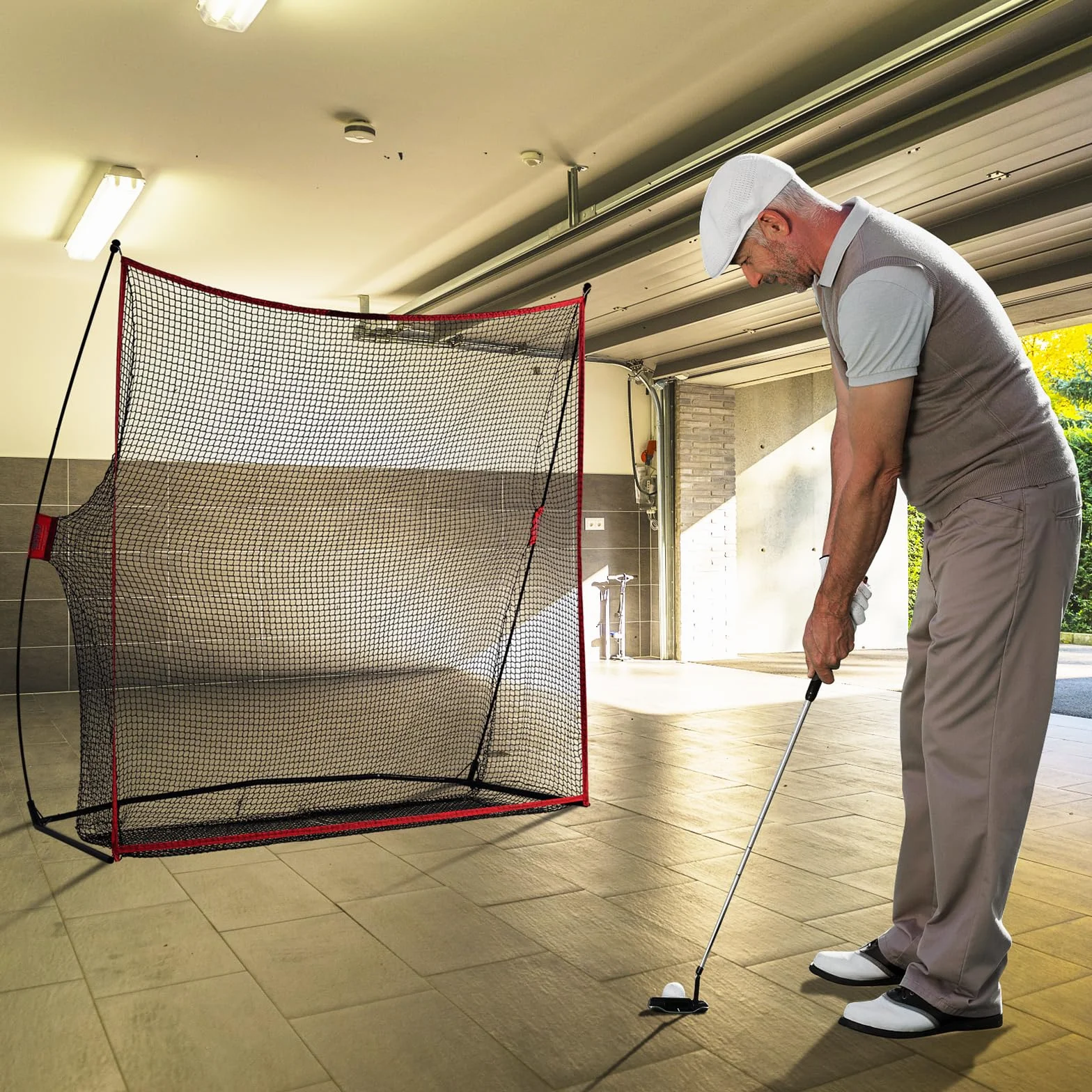 VEVOR Red de Práctica de Golf 2390x900x2140 mm Marco de Fibra de Vidrio Portátil con Bolsa de Transporte