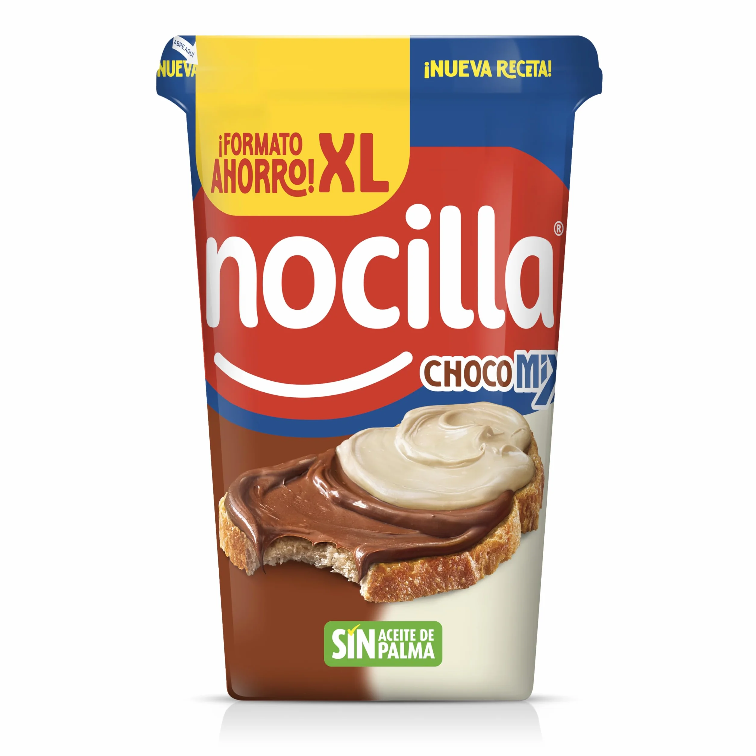 Nocilla, ChocoMix, Doble Crema al Cacao y Leche con Avellanas sin Aceite de Palma - Formato XL - Tarrina 750g